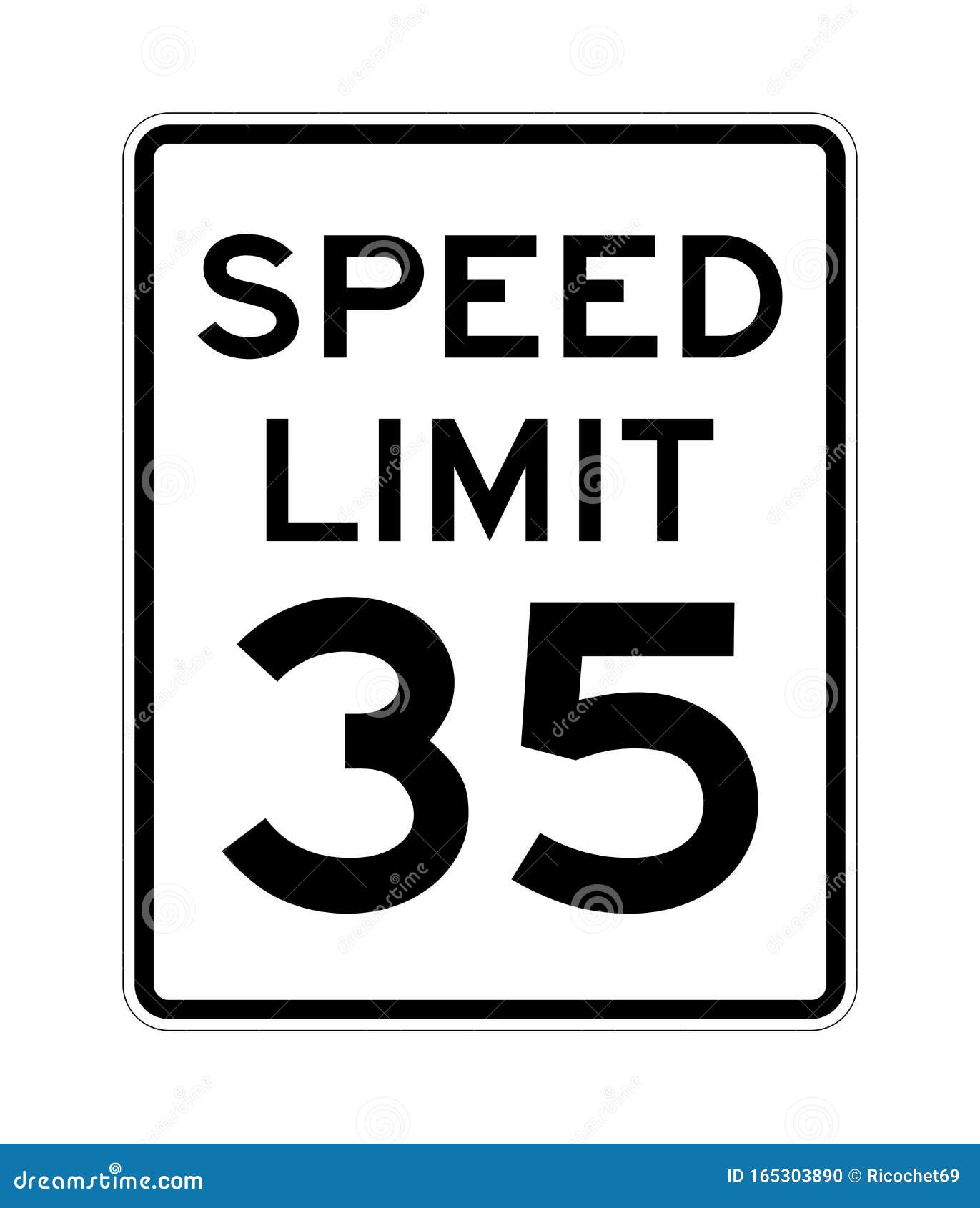speed limit 35 road sign in usa