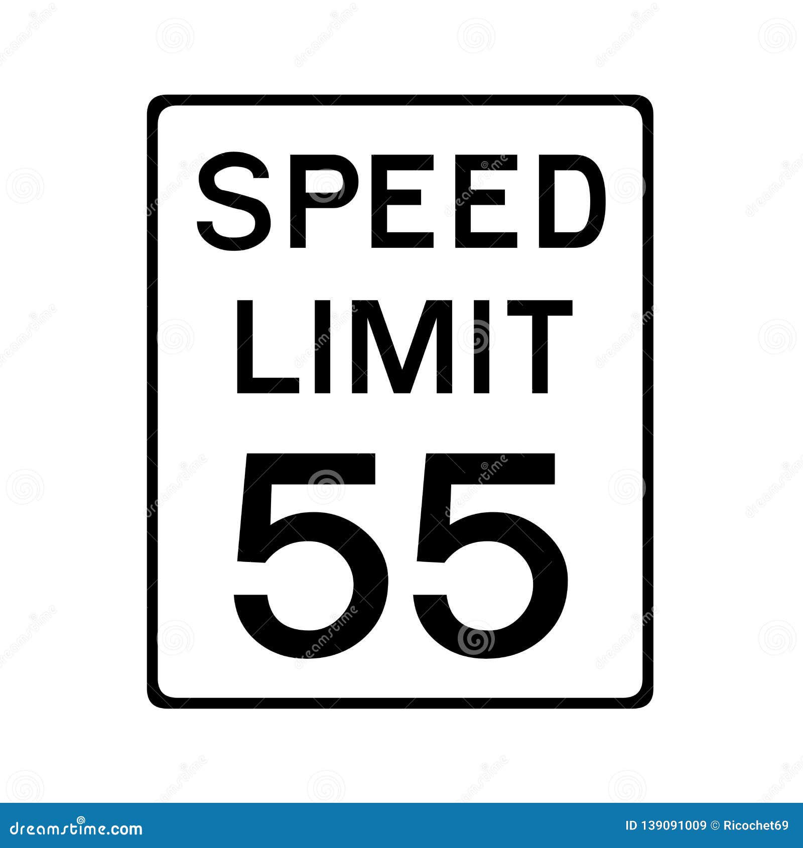 Speed Limit 55 Road Sign in USA Stock Illustration - Illustration of ...