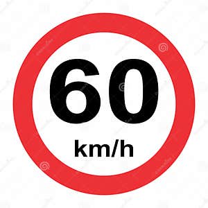 Speed Limit Traffic Sign 60 Stock Illustration Illustration Of White 