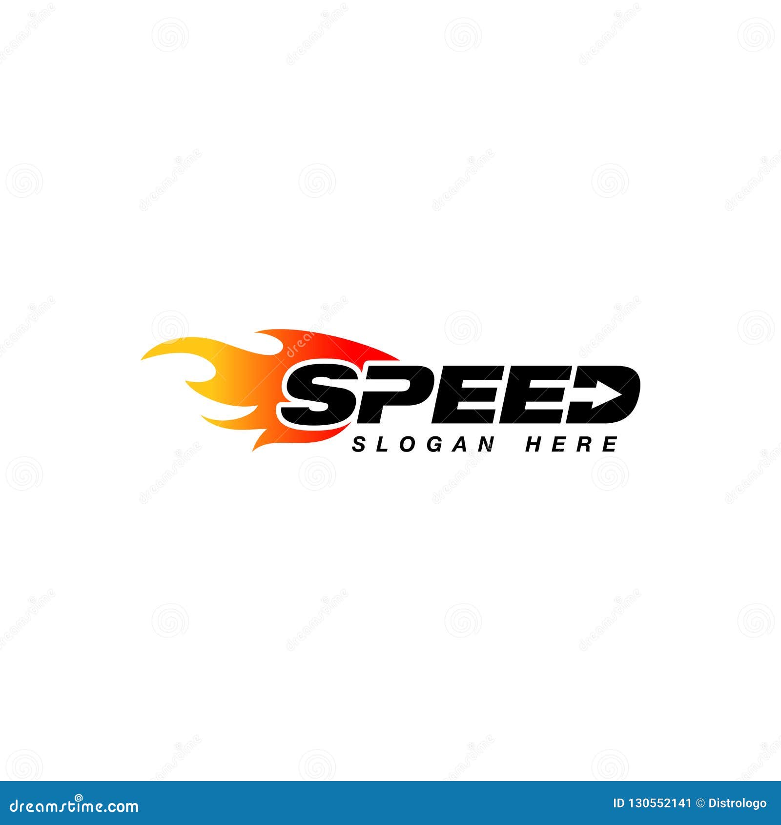 Speed Logo Design With Flame Effect Speedometer Vector Icon Wit Stock