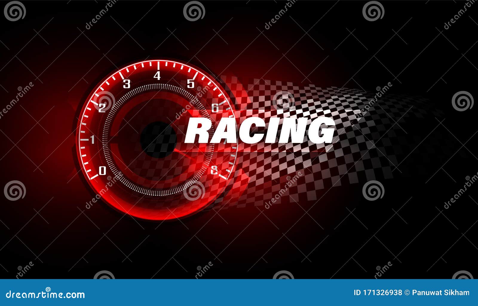 speed motion background with fast speedometer car. racing velocity background