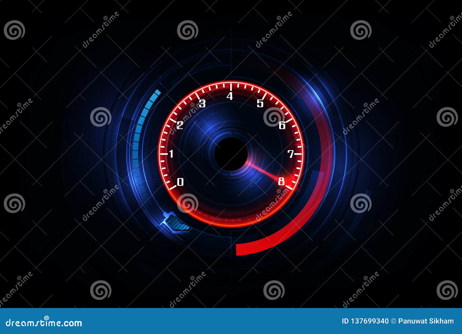 speed motion background with fast speedometer car. racing velocity background