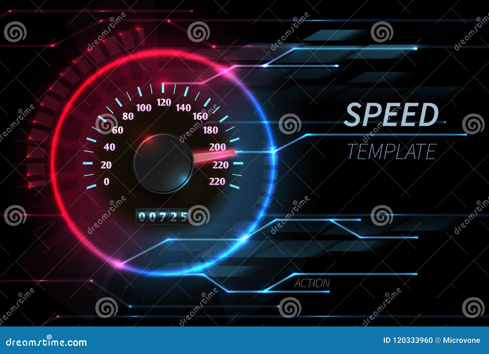 speed motion line  abstract tech background with car racing speedometer