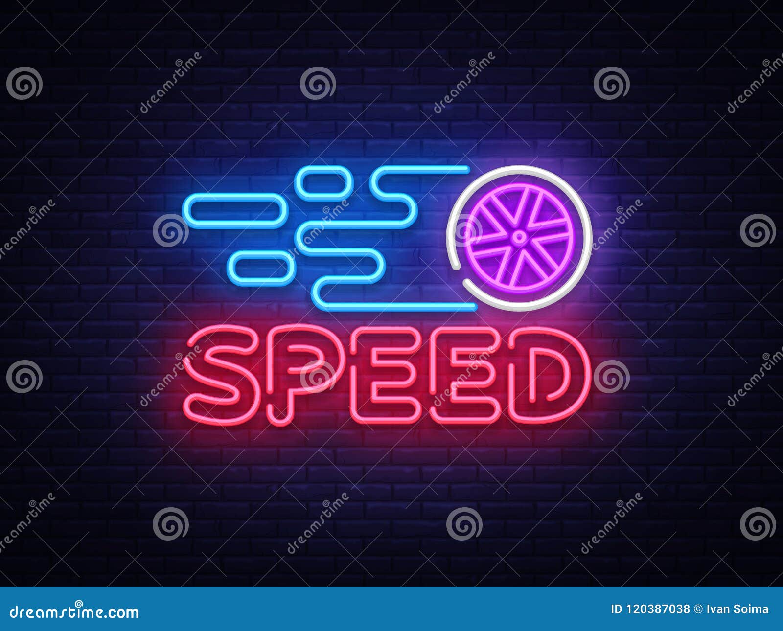 Speed Night Neon Logo Vector. Racing Neon Sign, Design Template, Modern ...