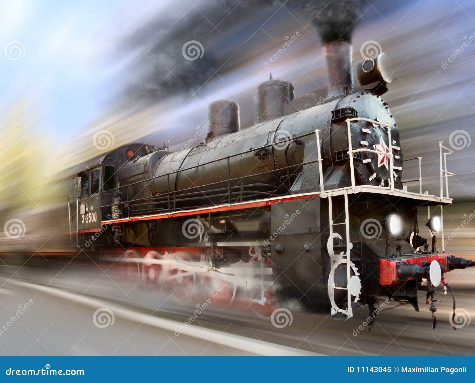 Speed Steam Engine Locomotive Train Motion Blur Stock Image