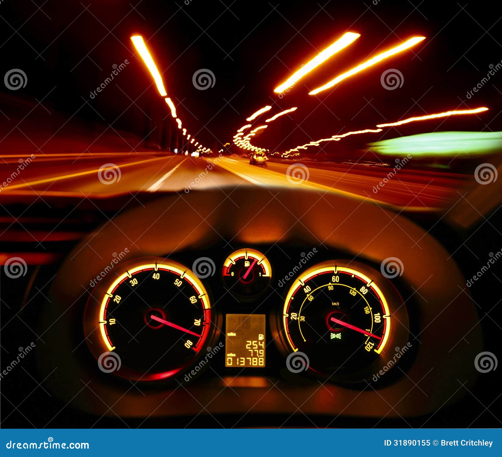 speeding car at night