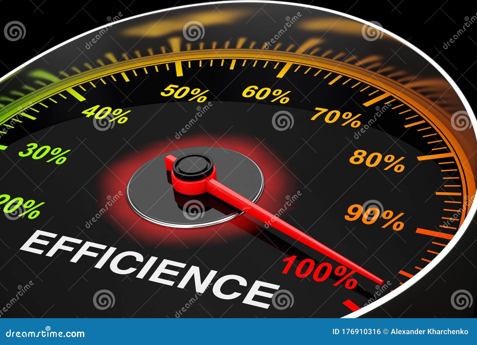 Speedometer As Efficience Level Meter. 3d Rendering Stock Illustration Illustration of