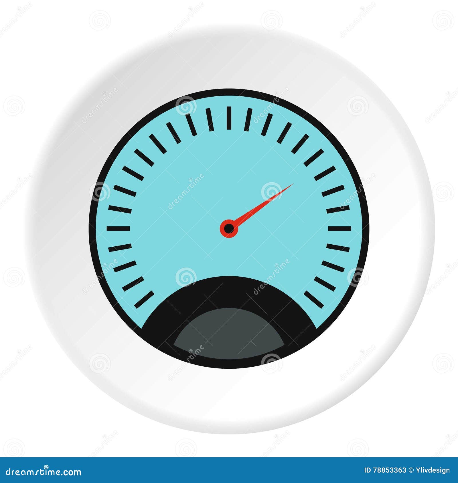 Speedometer with Blue Background Icon, Flat Style Stock Vector
