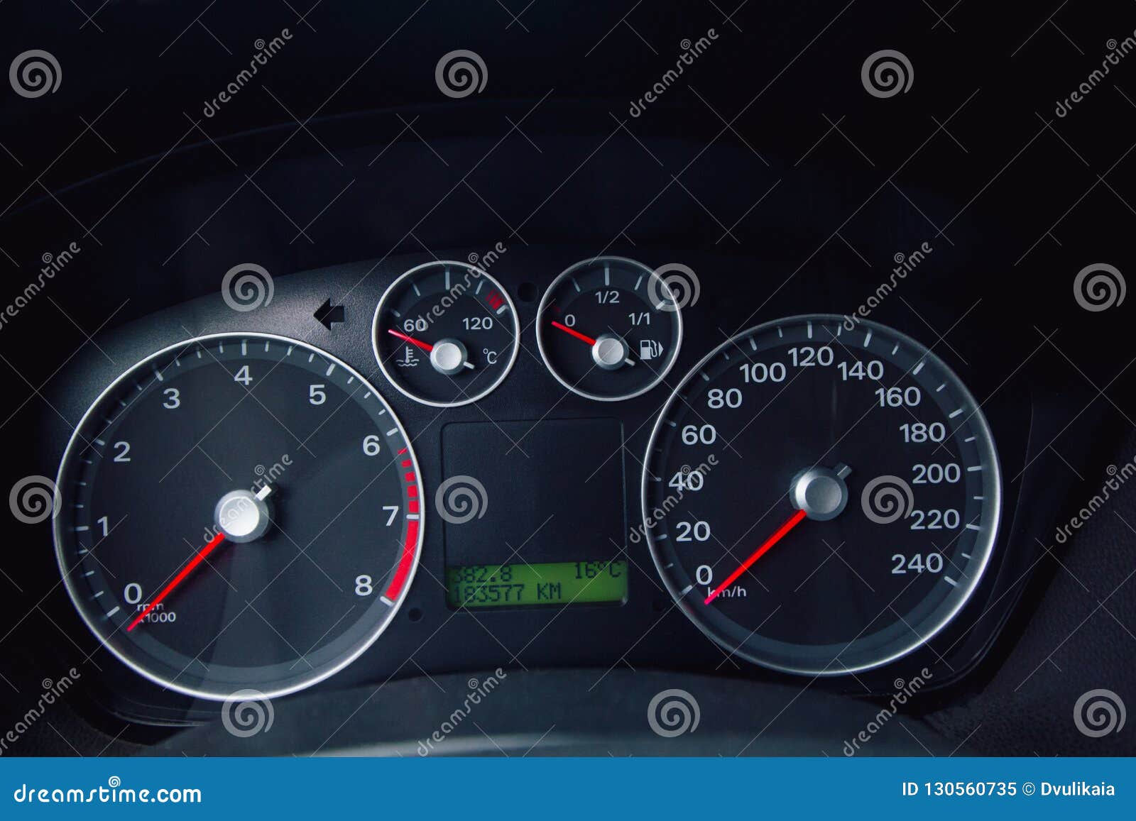 Speedometer in the car stock image. Image of dash, light 130560735