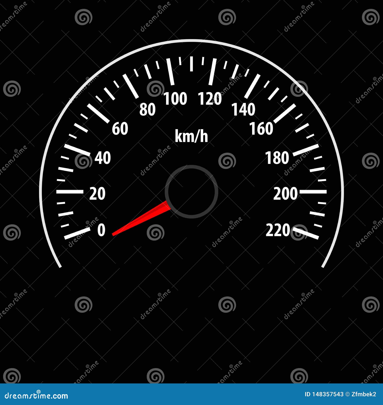 Speedometer Gauge Isolated On Black Background. Stock Vector