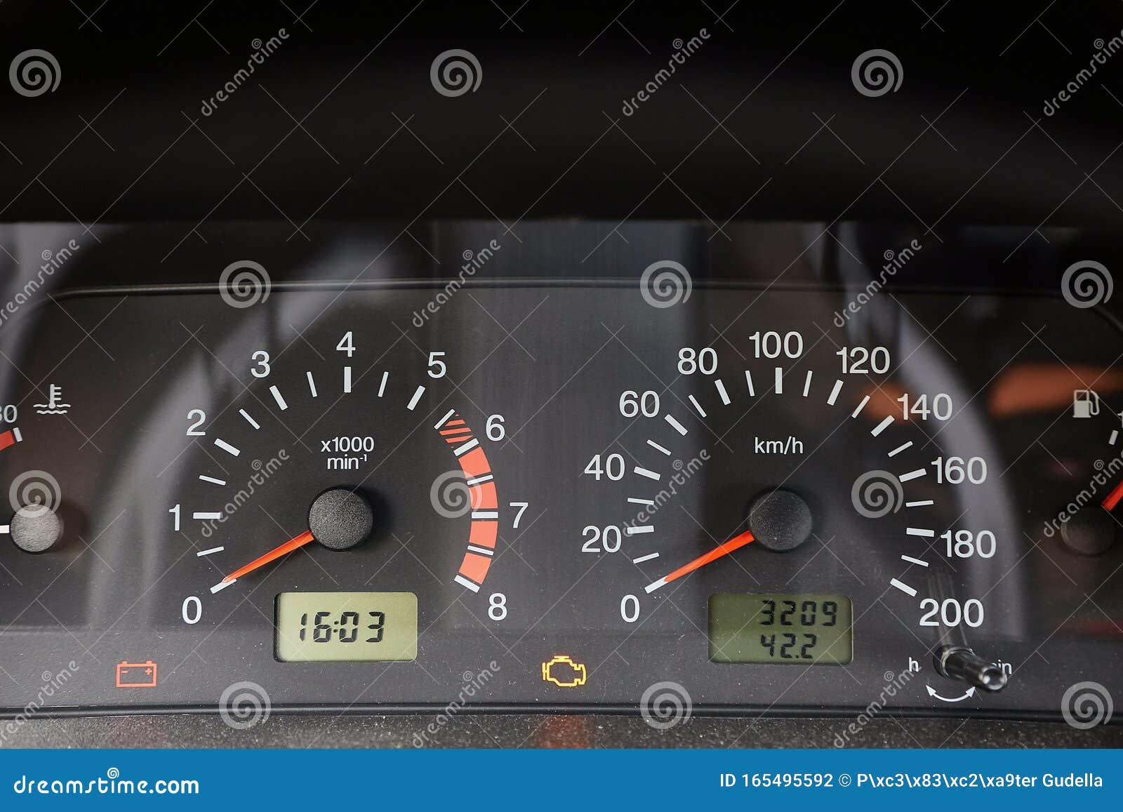Speedometer of an old car stock photo. Image of mile 165495592