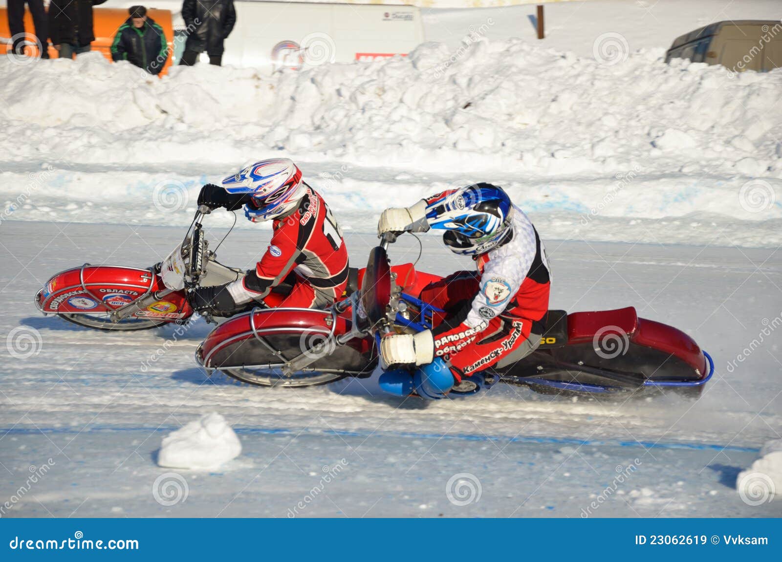 Speedway on Ice, Turn on a Two Motorcycle Editorial Stock Image Image