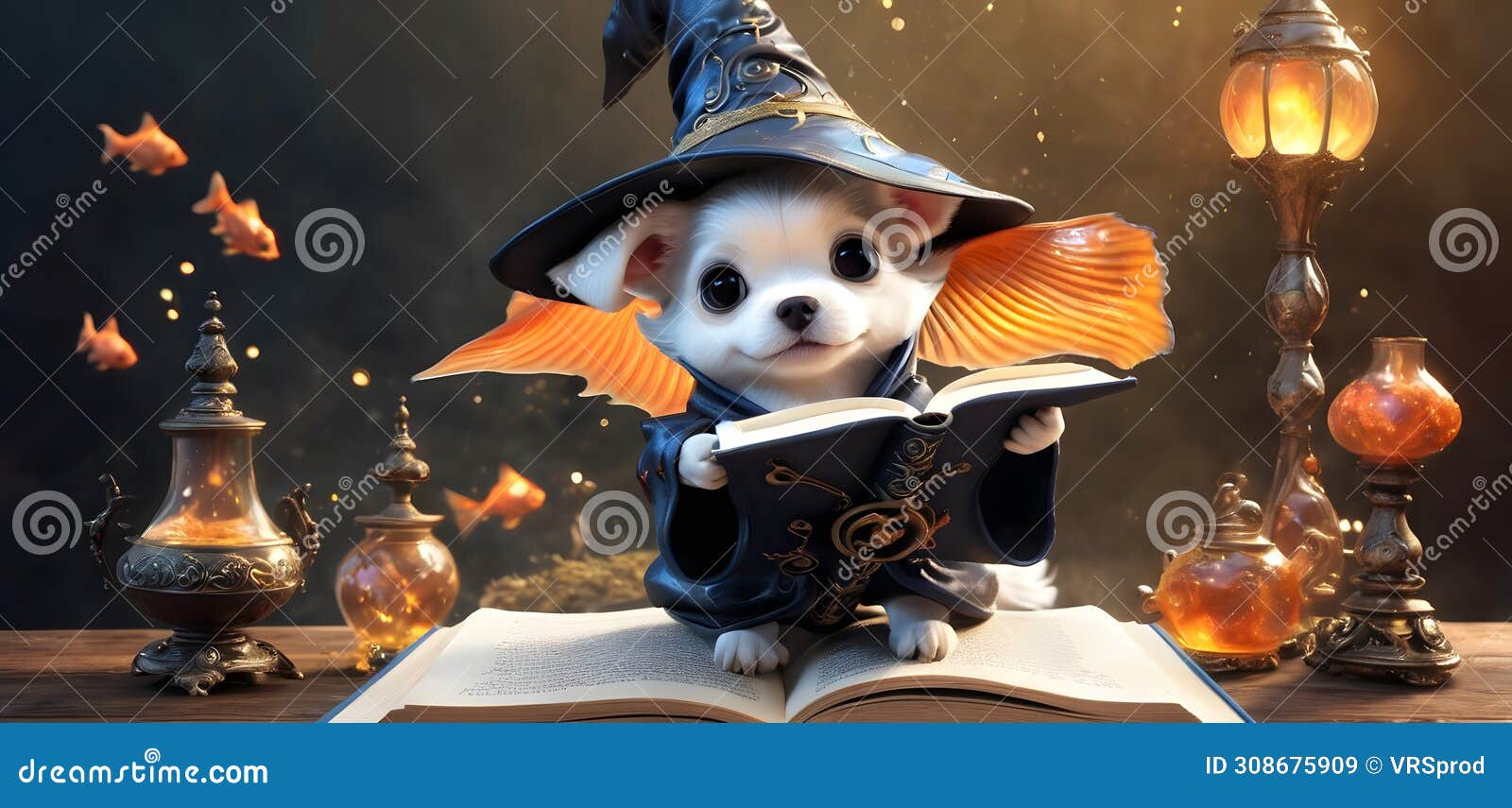 puppy sorcerer in mystic study