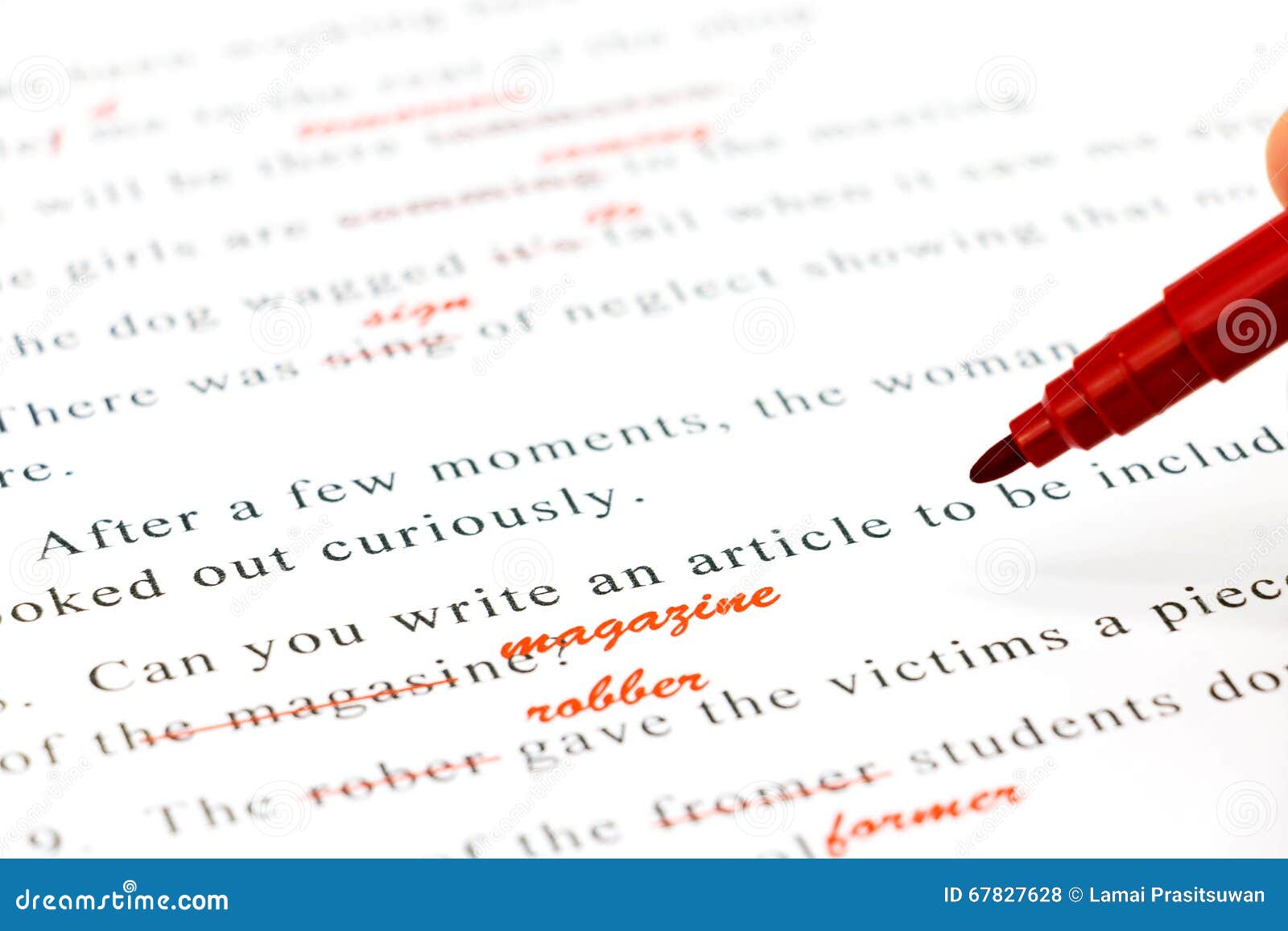 Spelling Check On English Sentences Stock Photo - Image of