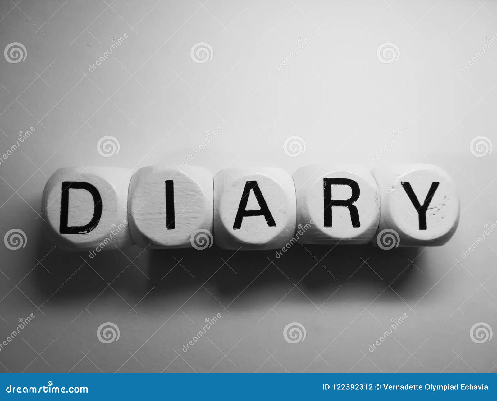 Word diary spelled on dice stock photo. Image of background 122392312