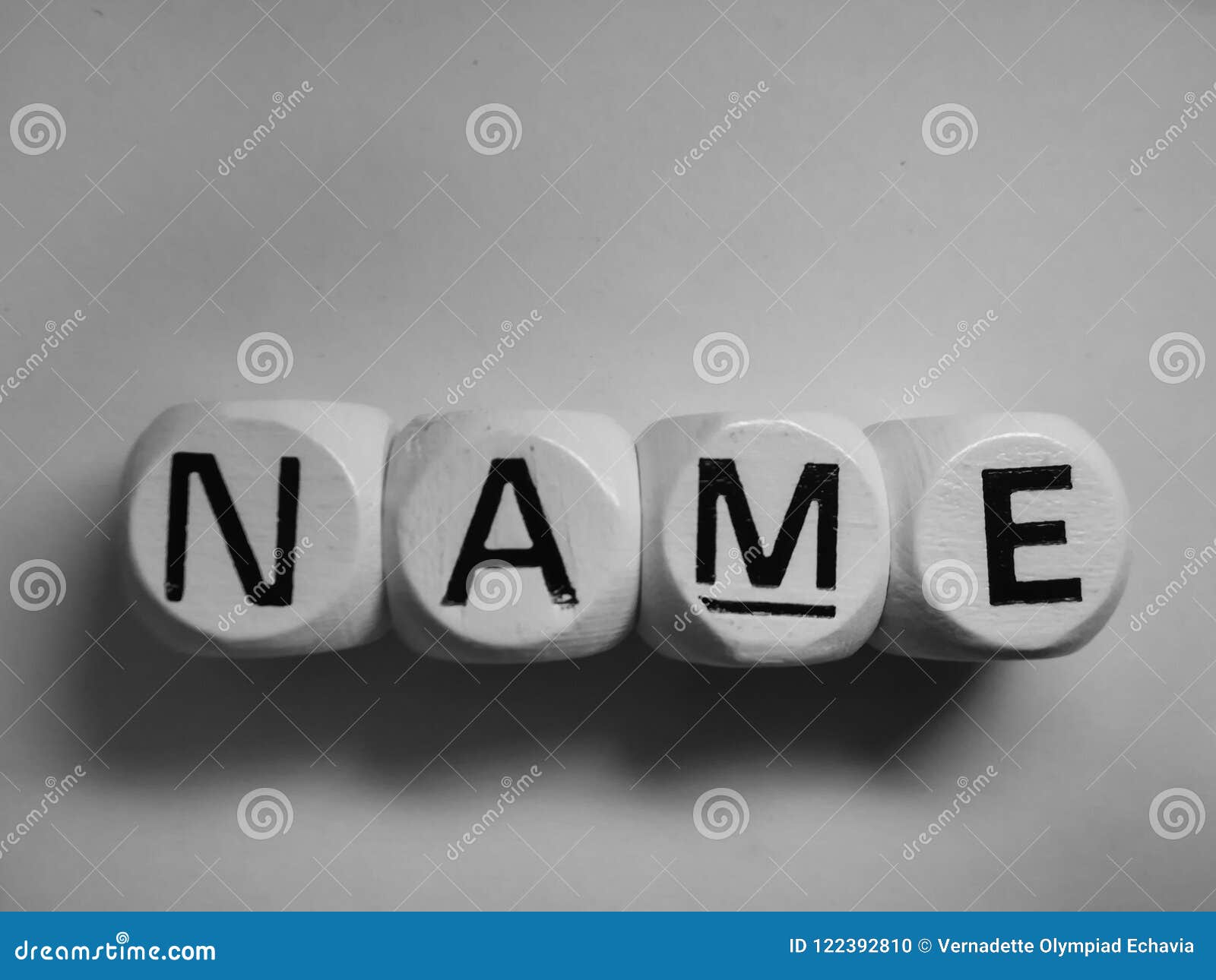 Word Name Spelled on Wooden Dice Stock Photo - Image of background ...