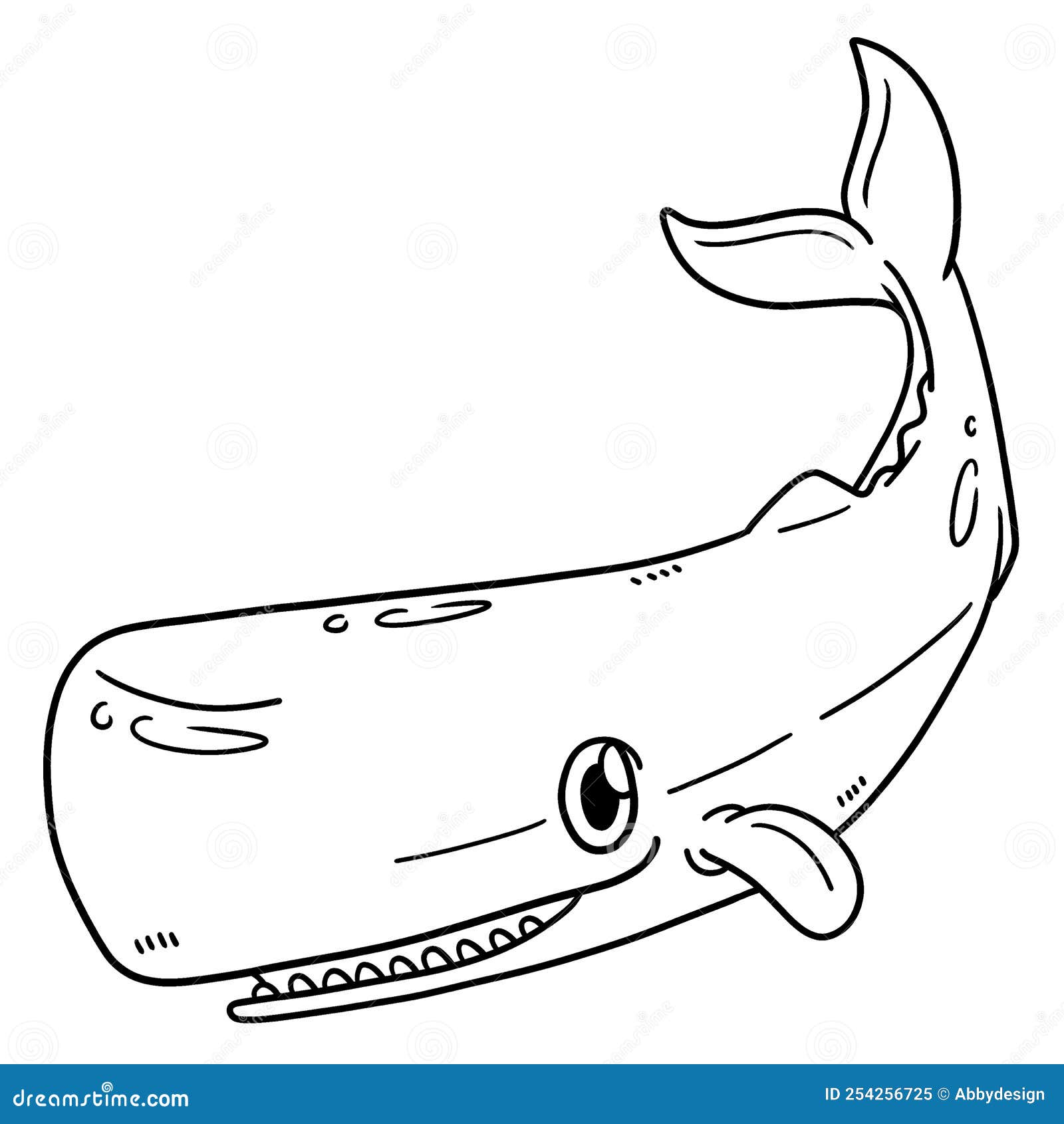 Sperm Whale Isolated Coloring Page for Kids Stock Vector - Illustration ...