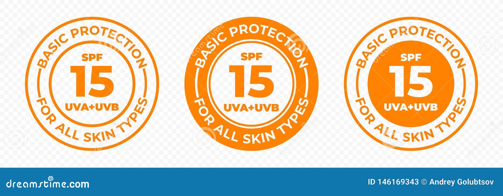 spf 15 sun protection uva and uvb  icons. spf 15 basic uv protection skin lotion and cream package label