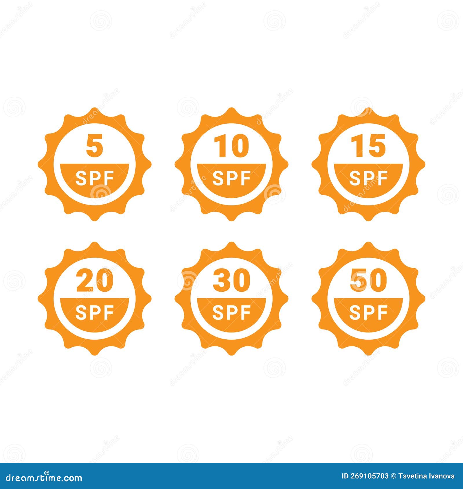 Spf 5, 10 To 50 Vector Label Set Stock Vector Illustration of factor