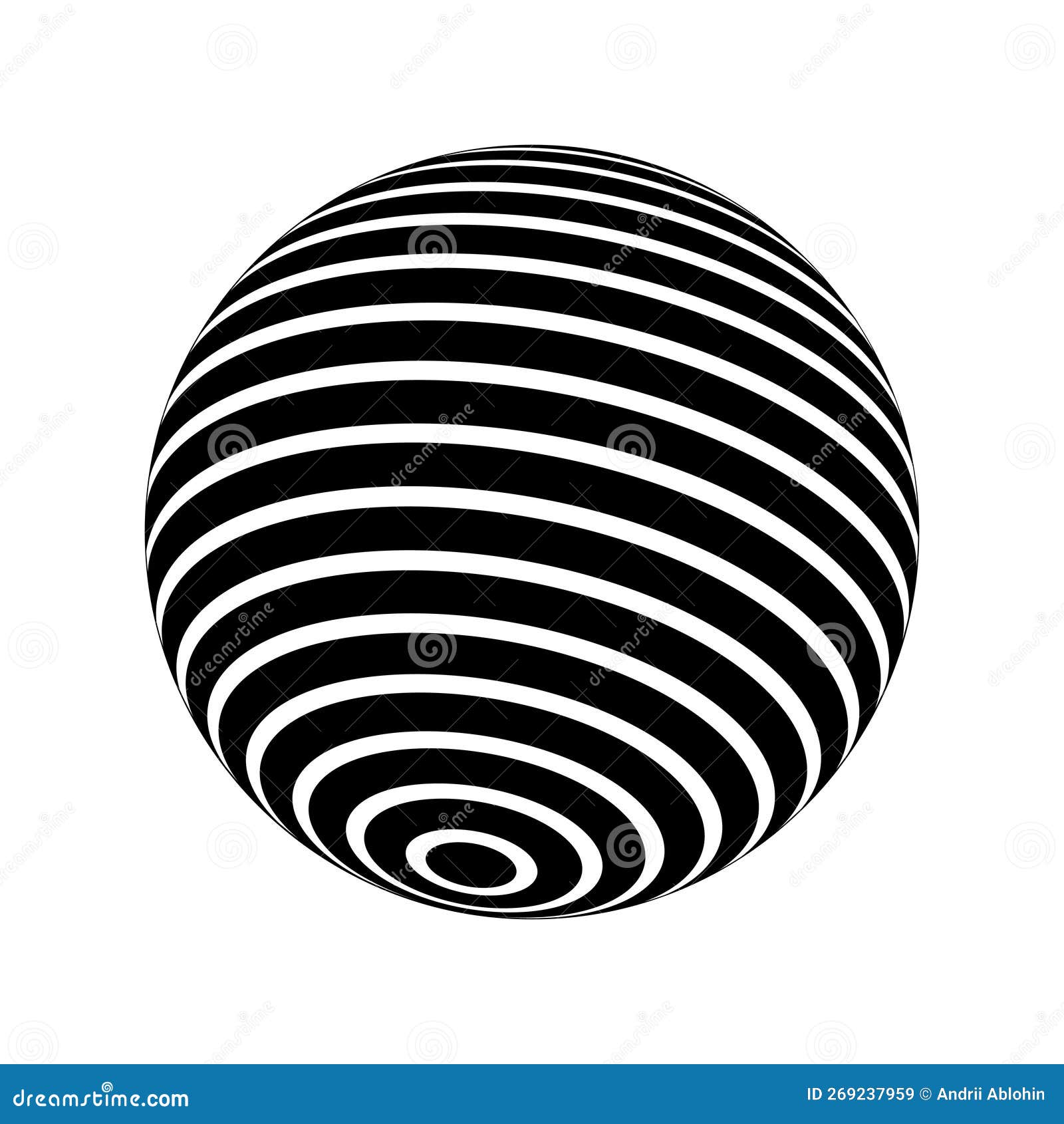 Sphère 3d Striée. Modèle à Bille. Forme Sphérique Avec Motif Concentrique  Noir Et Blanc Cercles. Surface Orbitale. Globe Illustration de Vecteur -  Illustration du sphère, chiffre: 269237959