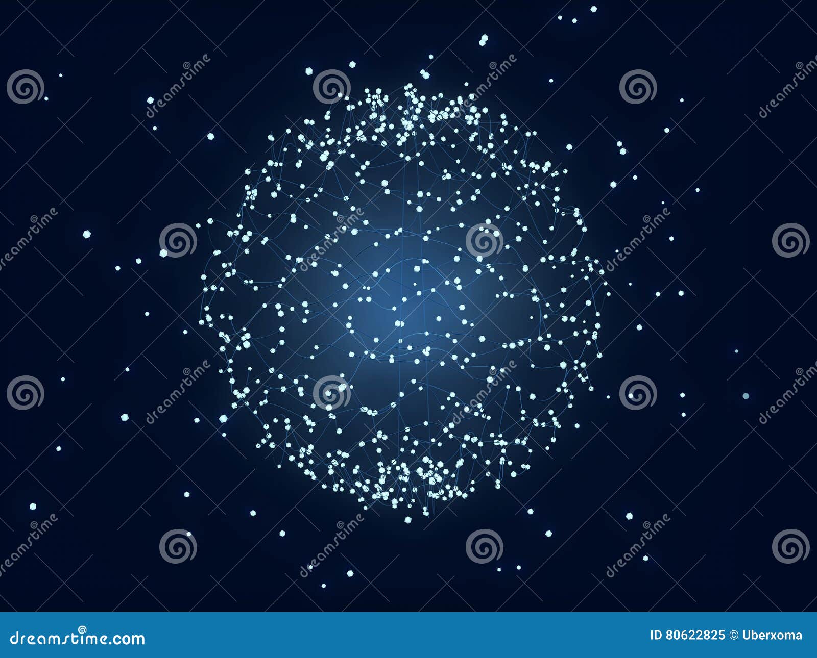 sphere with connected glowing dots lines. global communication social concept data visualization. 3d .