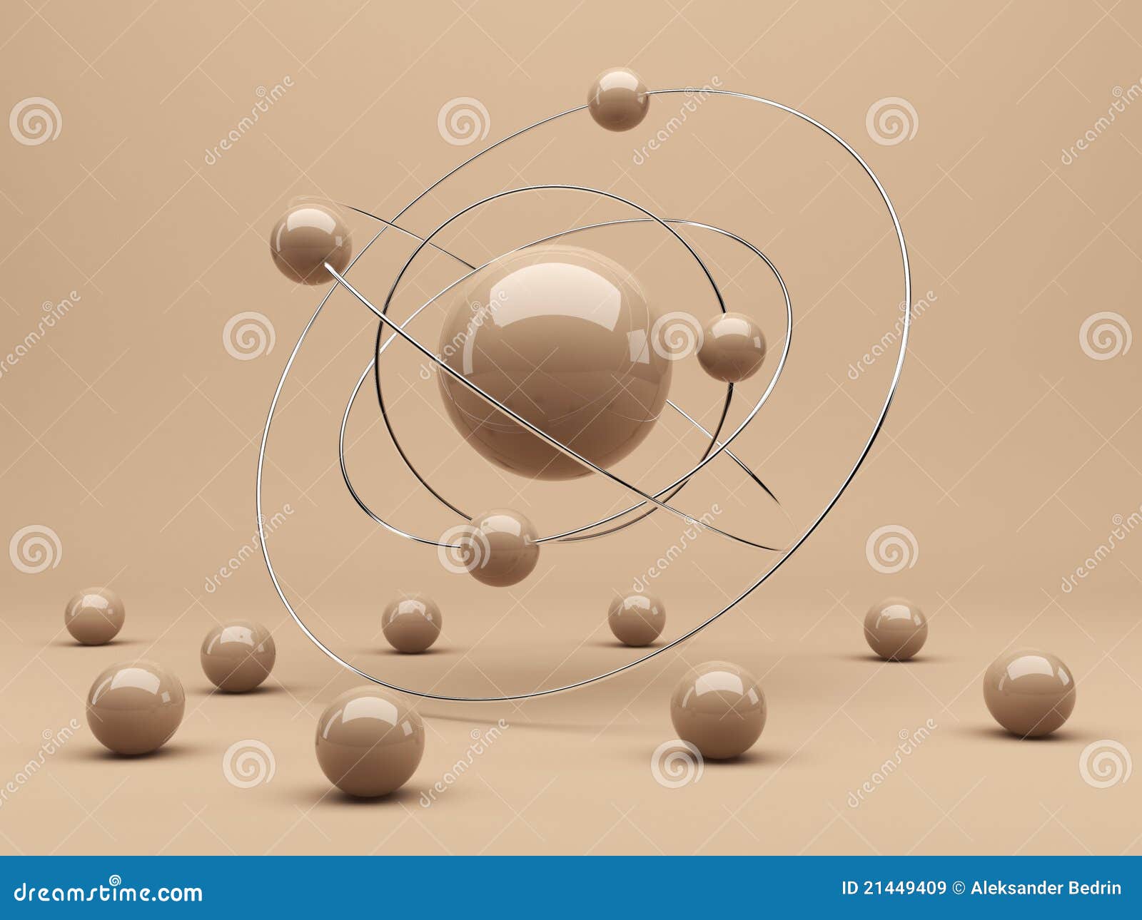 spheres 3d. interaction. abstract background
