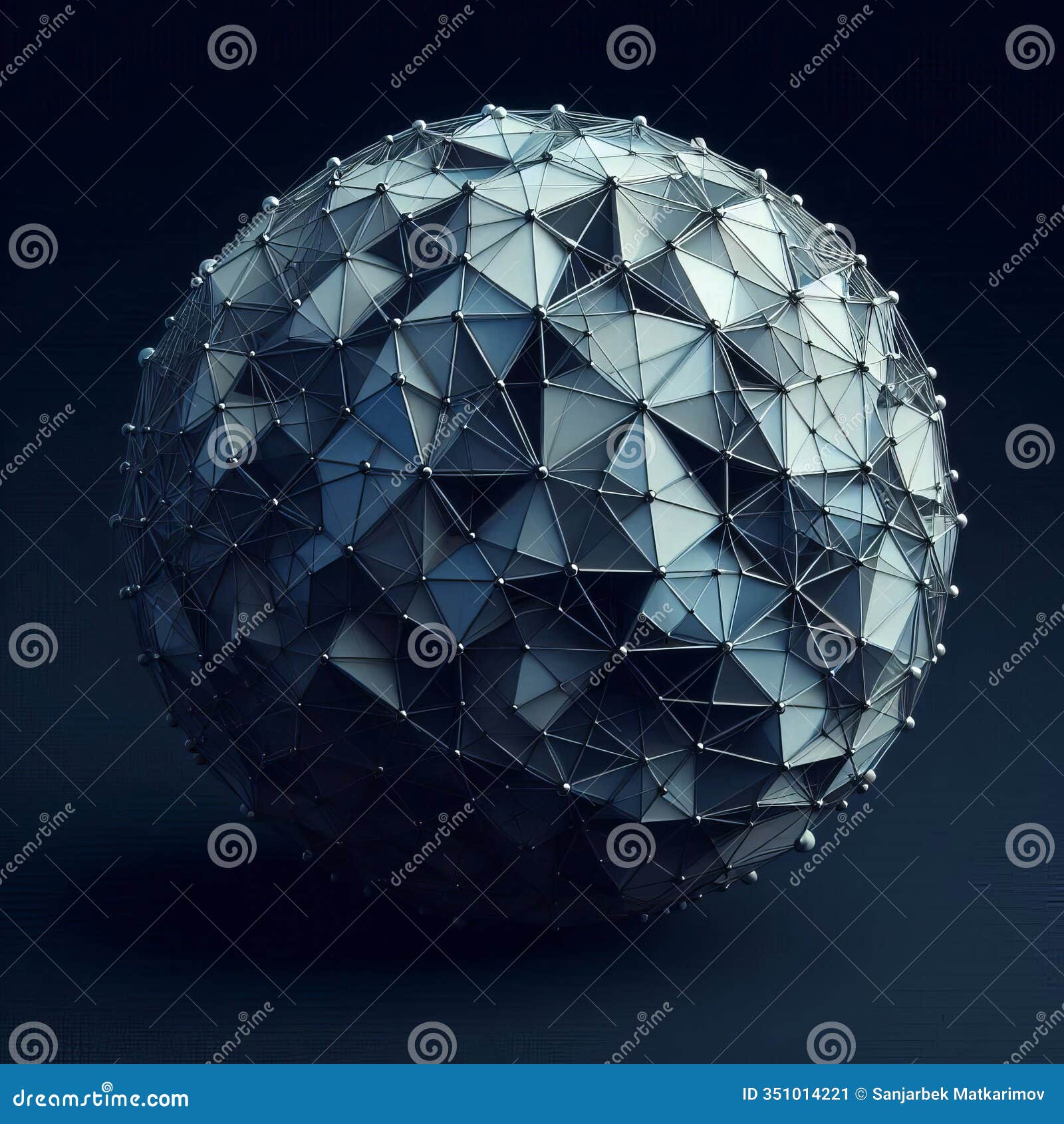 spheres broken down into geometric polygons and meshes giving a