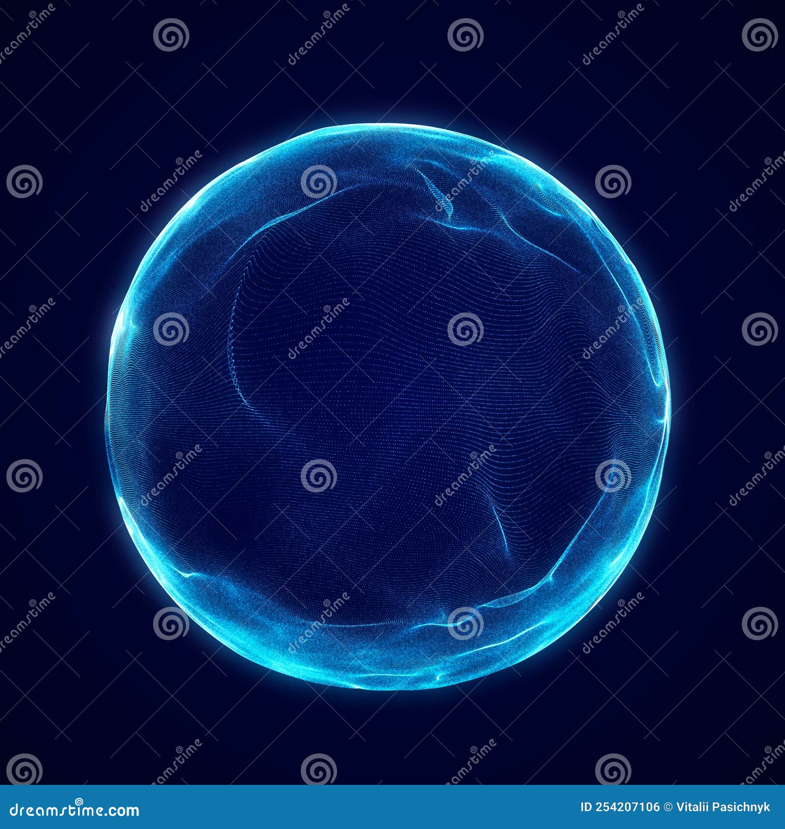 Spherical Equalizer for Music. Round Sound Wave of Particles. Musical