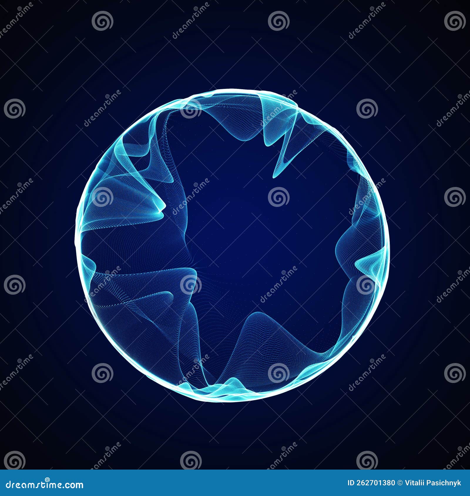 Spherical Equalizer for Music. Round Sound Wave of Particles. Musical