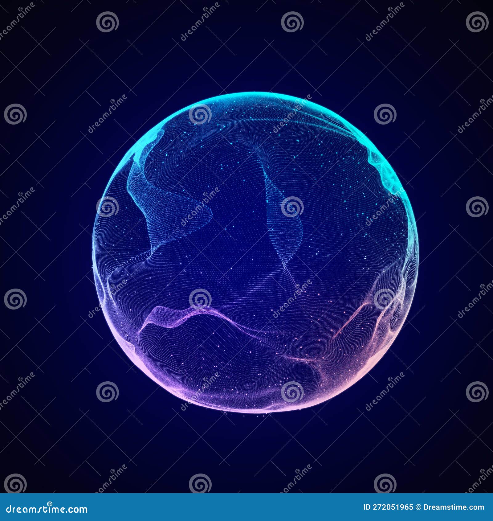 Spherical Equalizer for Music. Round Sound Wave of Particles. Musical