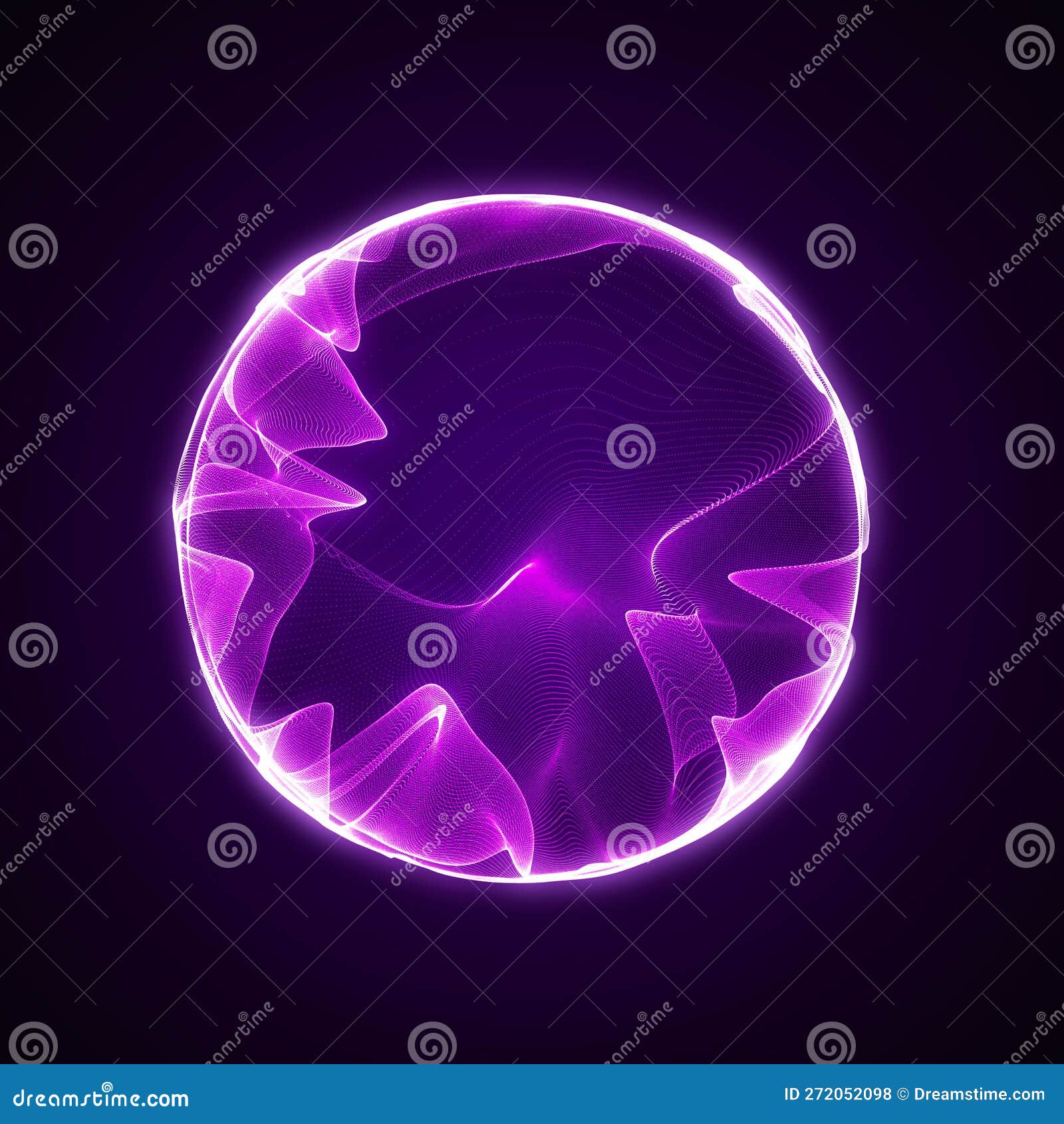 Spherical Equalizer for Music. Round Sound Wave of Particles. Musical