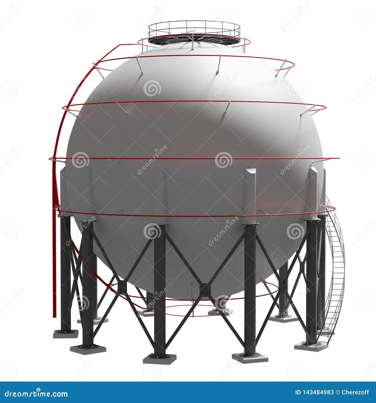 Spherical Gas Tank. 3D Illustration Stock Illustration Illustration