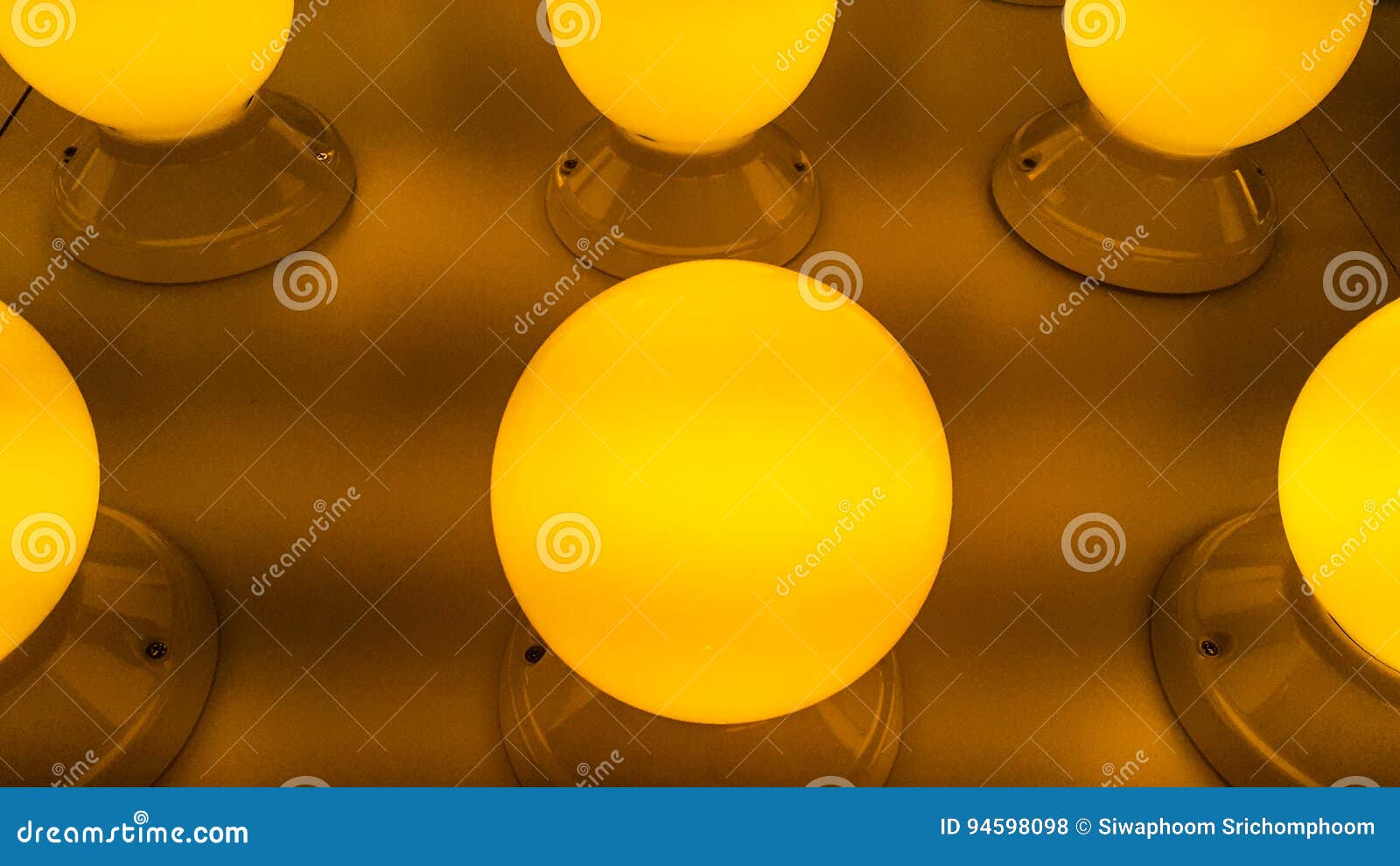 Spherical Light Bulbs with Yellow Lighting Stock Photo Image of
