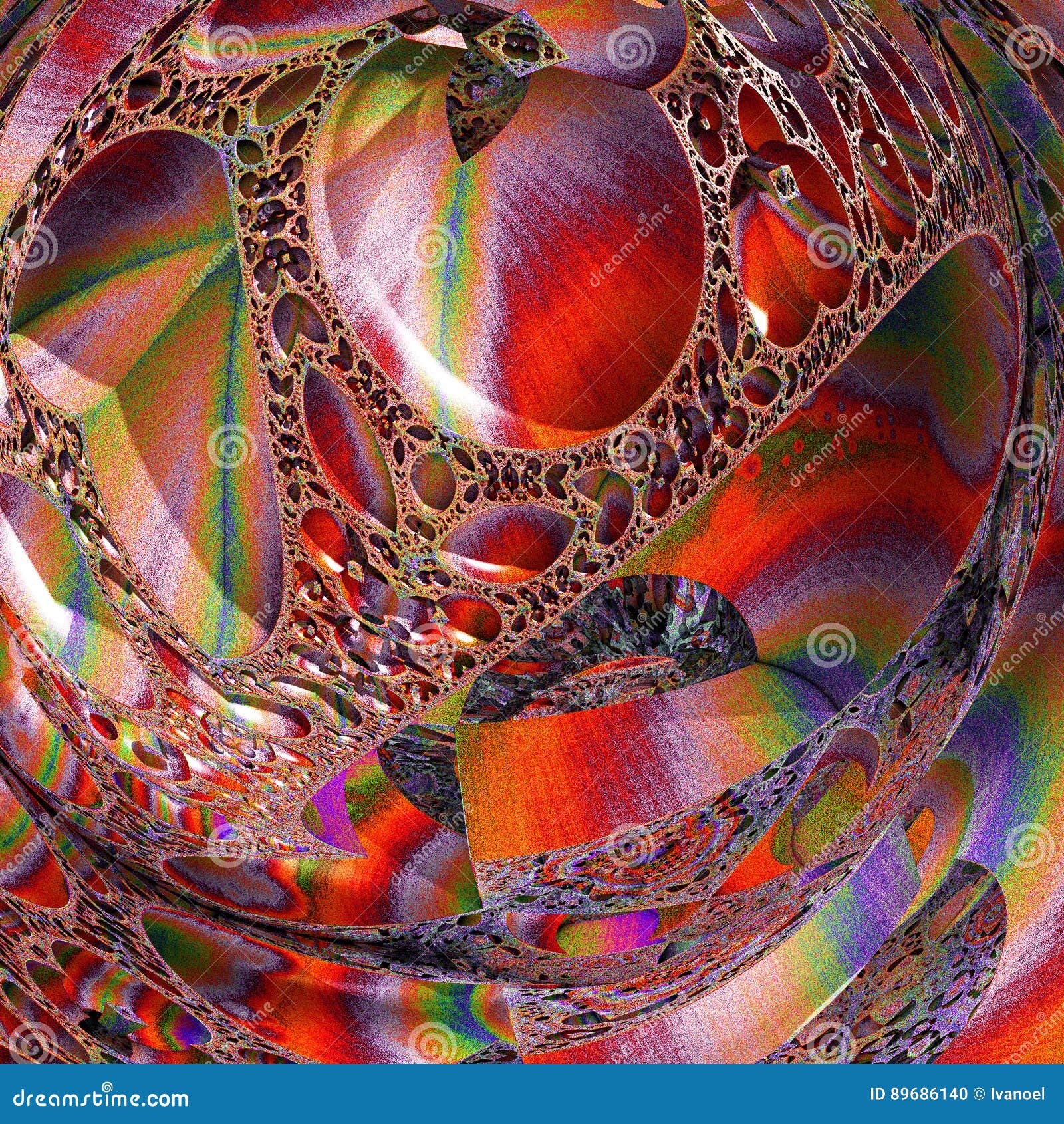 spheroid red fractal 3d pattern