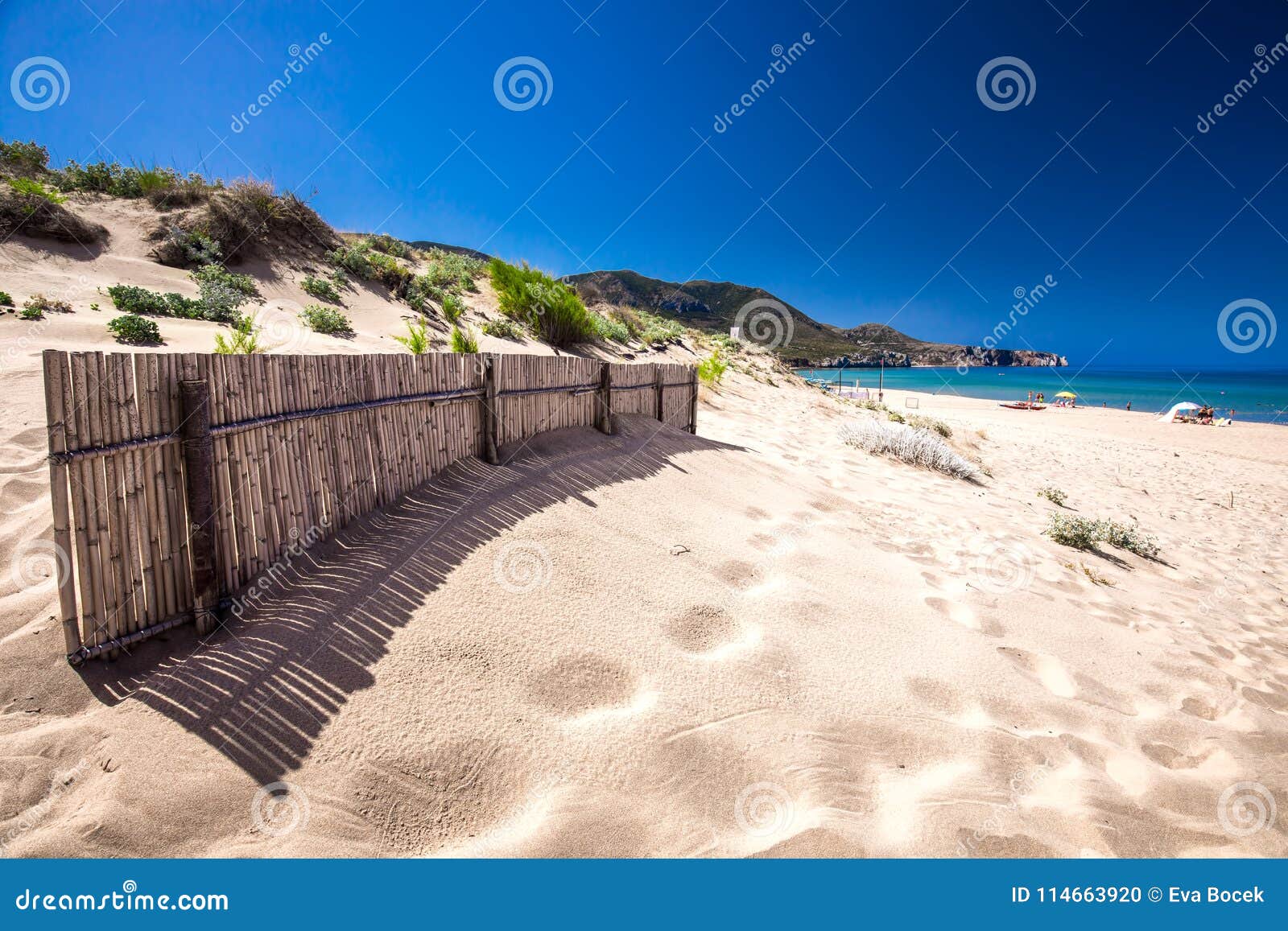 spiaggia di san nicolo and spiaggia di portixeddu beach in san nicolo town, costa verde, sardinia, italy