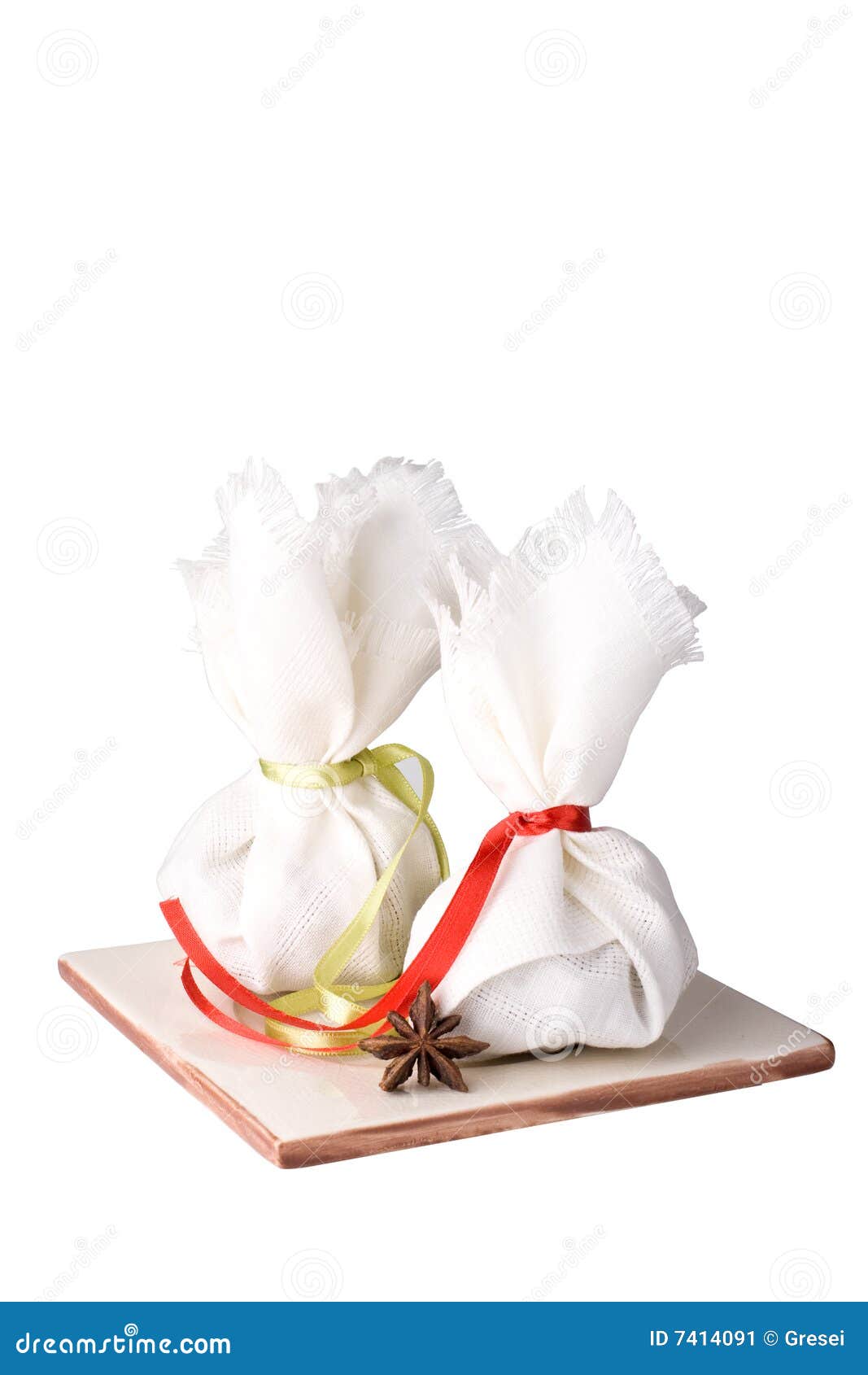 Spice and herb sachet bags stock image. Image of tile 7414091