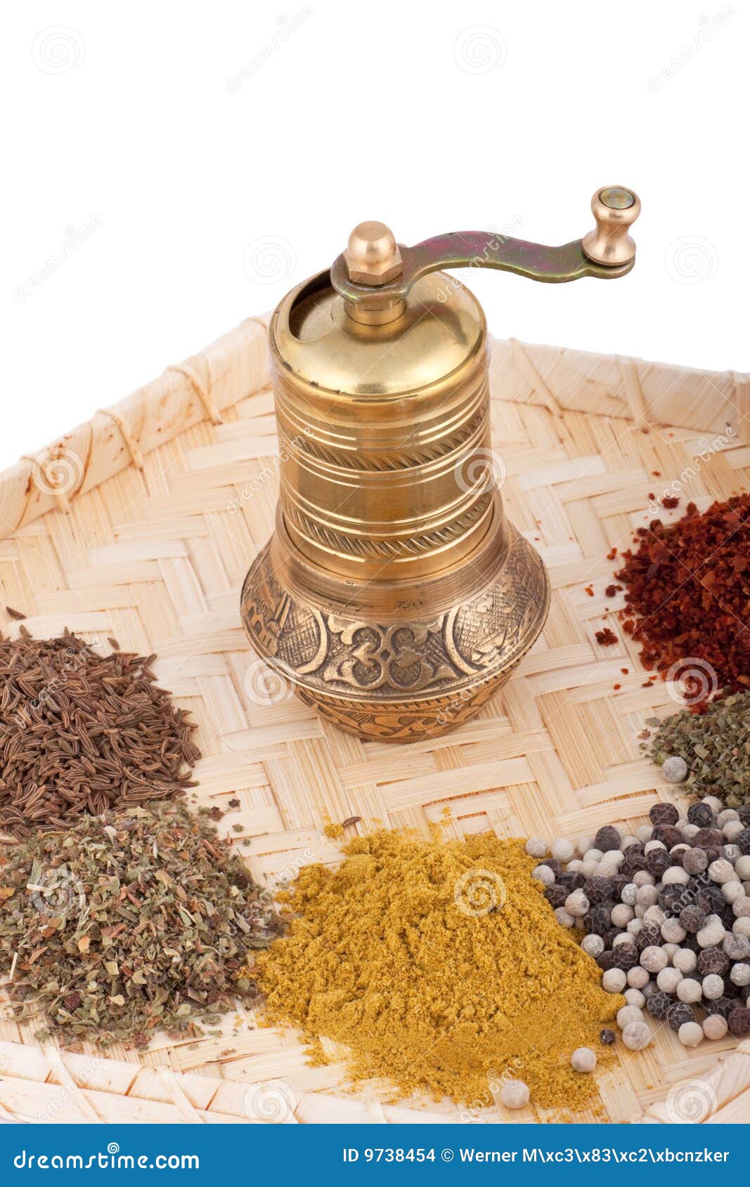 Spice mill made of brass stock photo. Image of white, brass 9738454