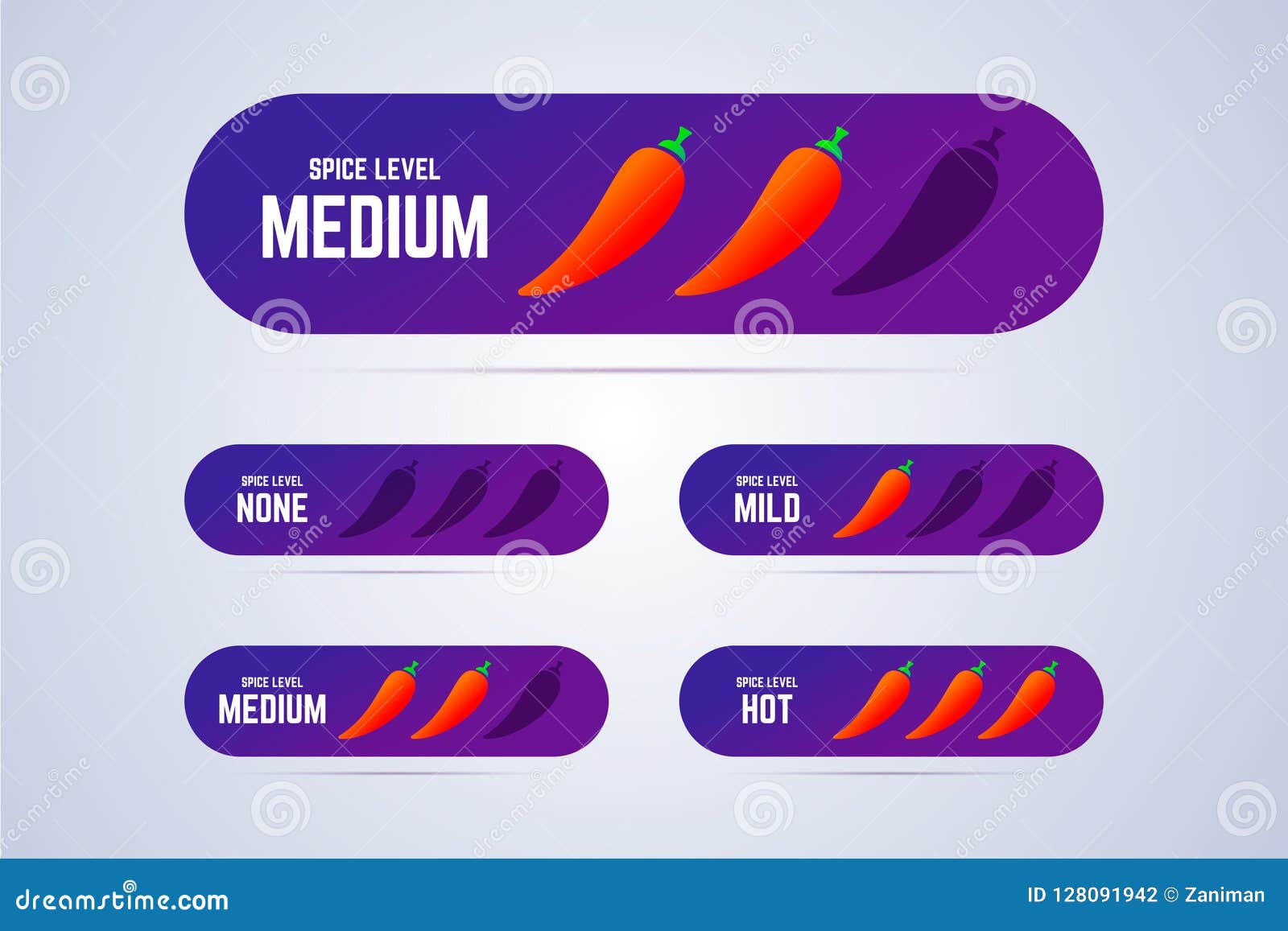 spice, pepper level vector illustration for web or print. stock 