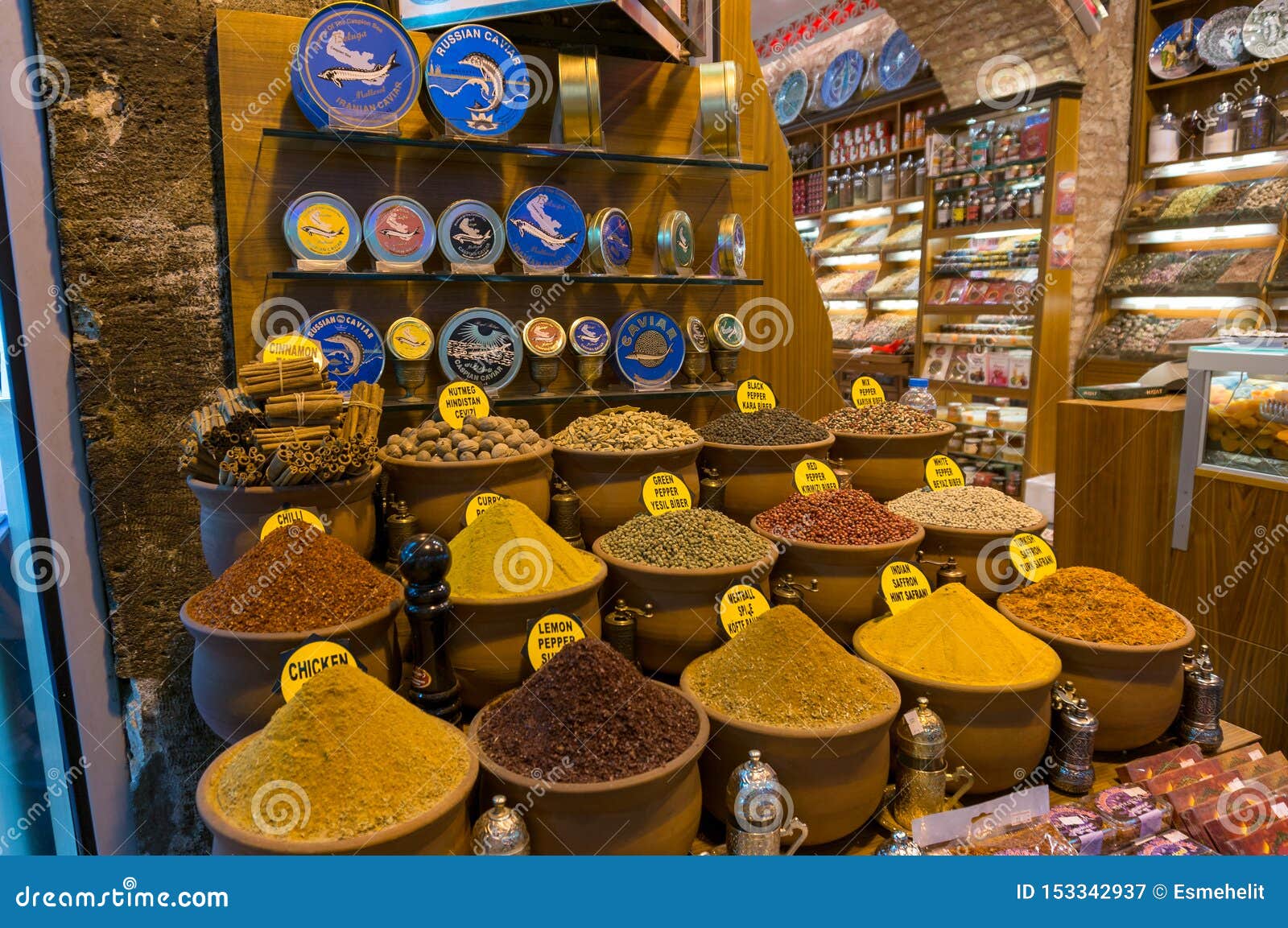 Spice Shop In Spice Bazaar, Istanbul, Turkey, Europe, Stock Photo