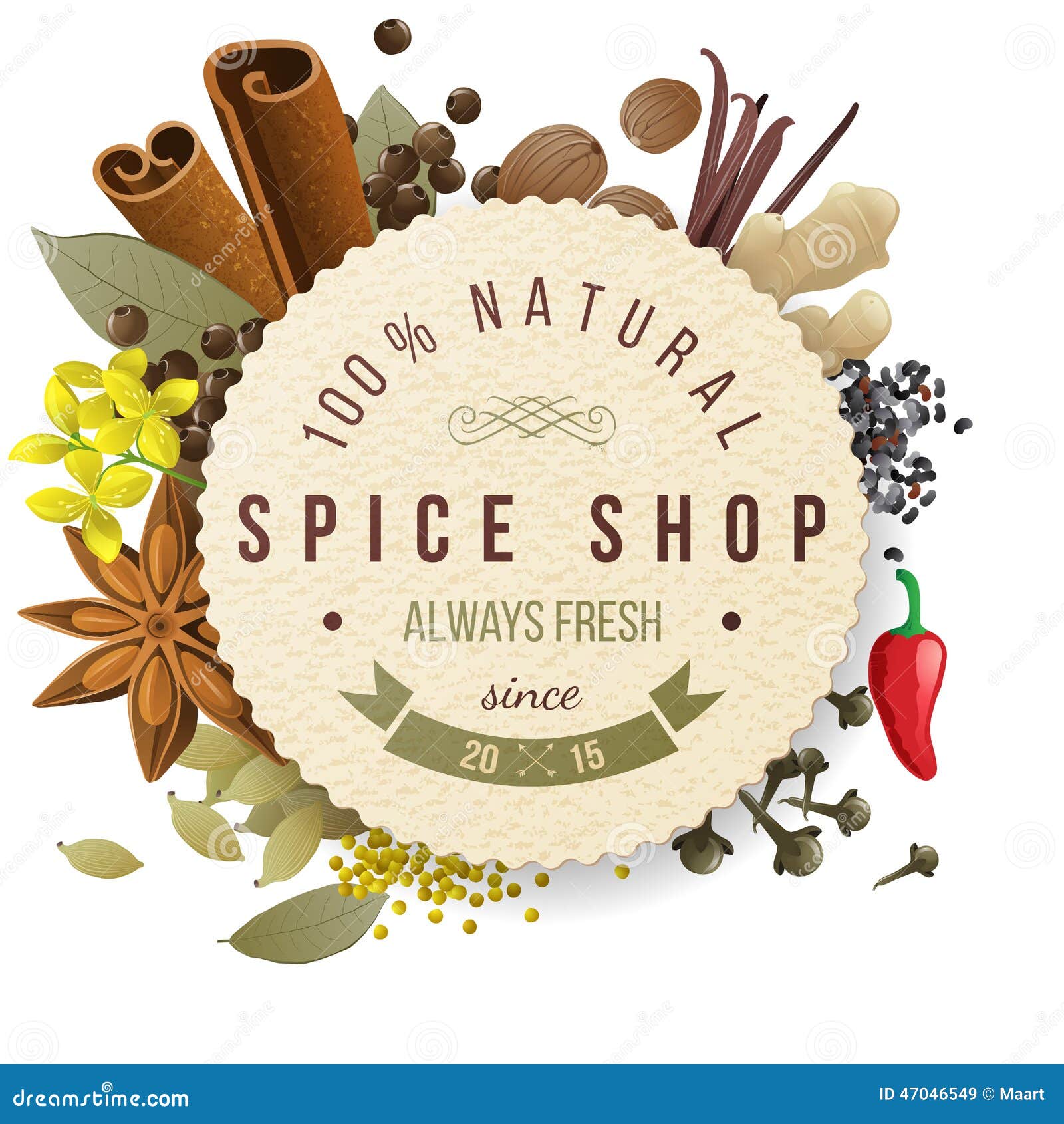 Spice shop emblem stock vector. Illustration of ingredient 47046549