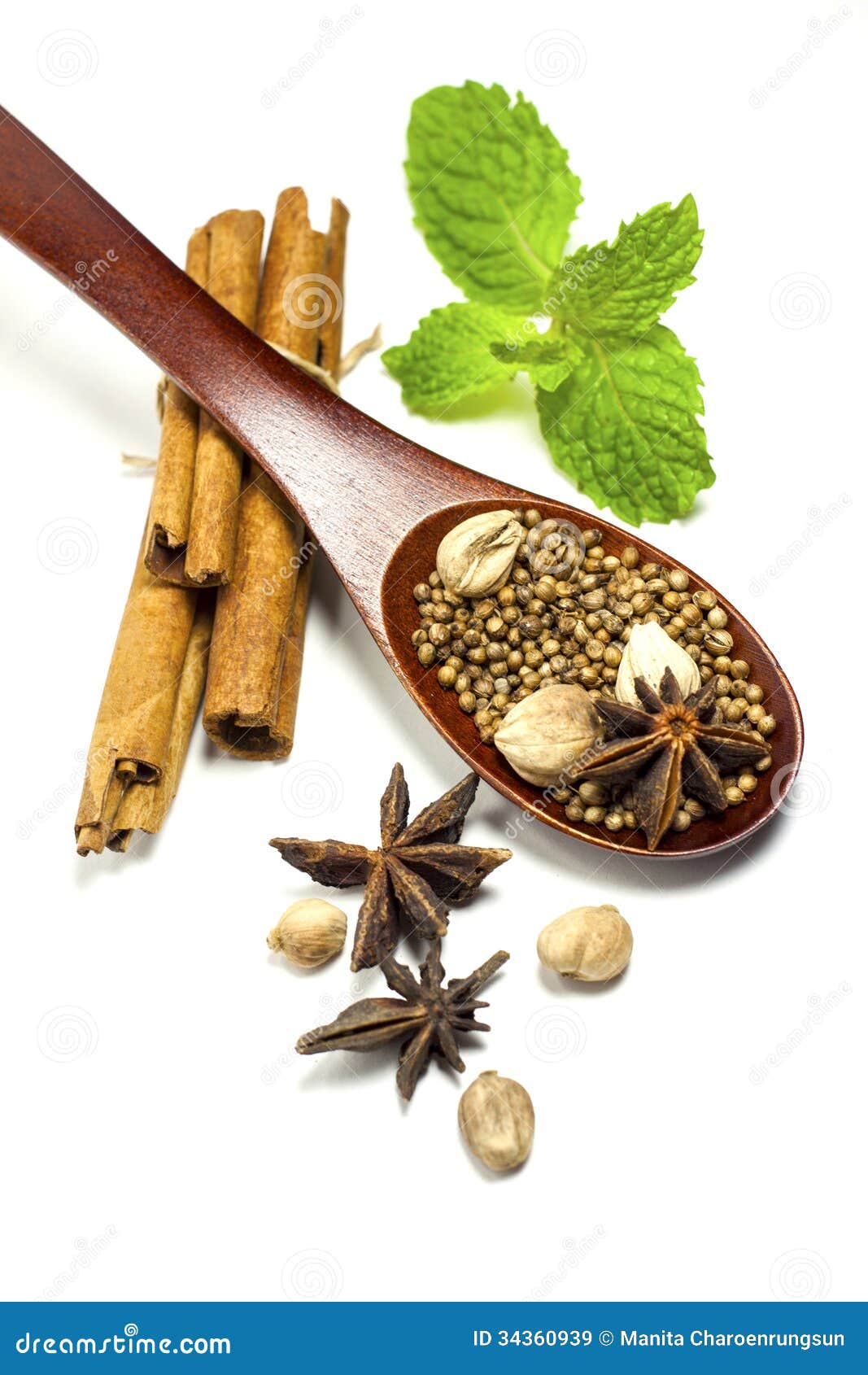 The Spice on the Spoon with Green Mint Stock Image Image of mint