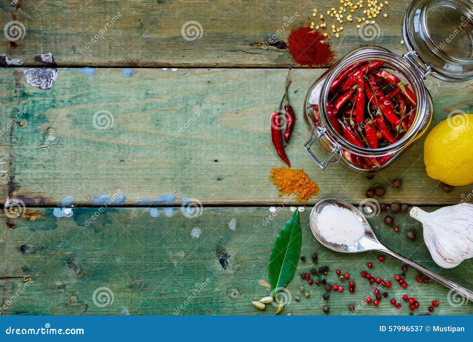 Red Hot Chili Peppers With Herbs And Spices Over Wooden Background   Cooking Or Spicy Food Concept Stock Photo Picture and Royalty Free Image  Image 29655648