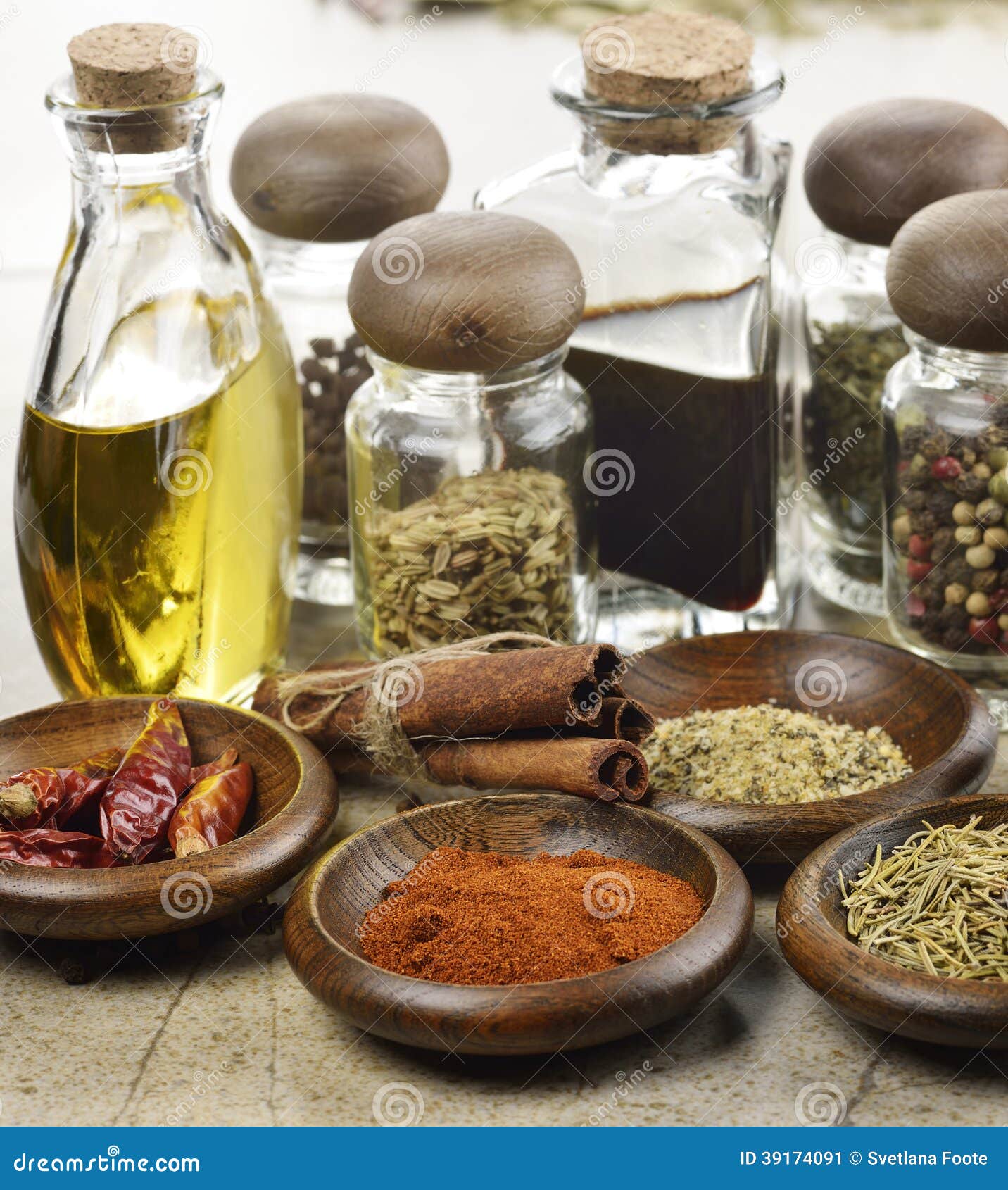 Spices Cooking Oil and Vinegar Stock Image Image of herbs, spice