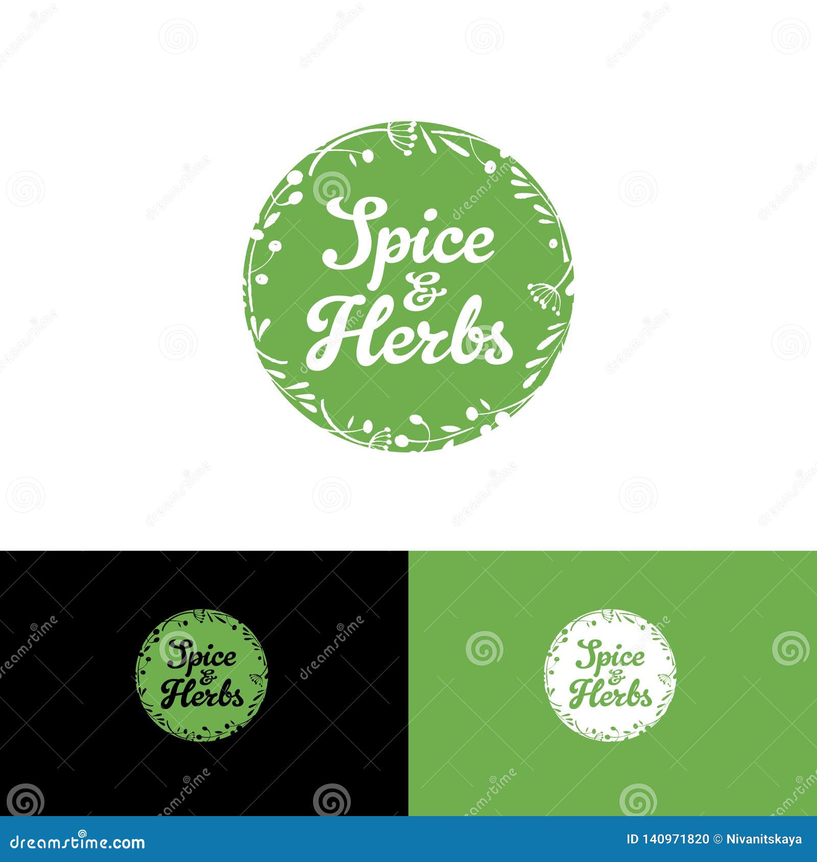 Spices and Herbs Logo. Circle Logo Like Wreath of Herbs and Spices ...