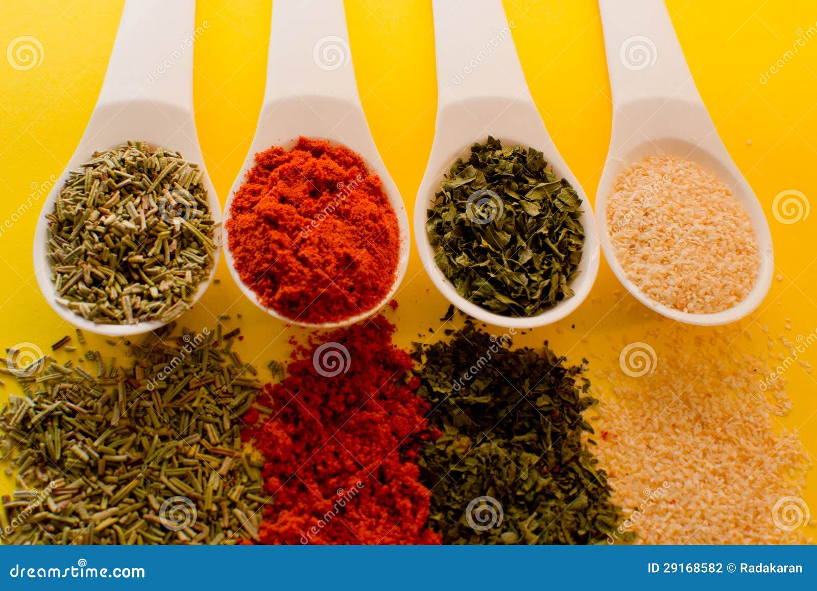 Spices herbs on yellow stock photo. Image of spice, diversity 29168582