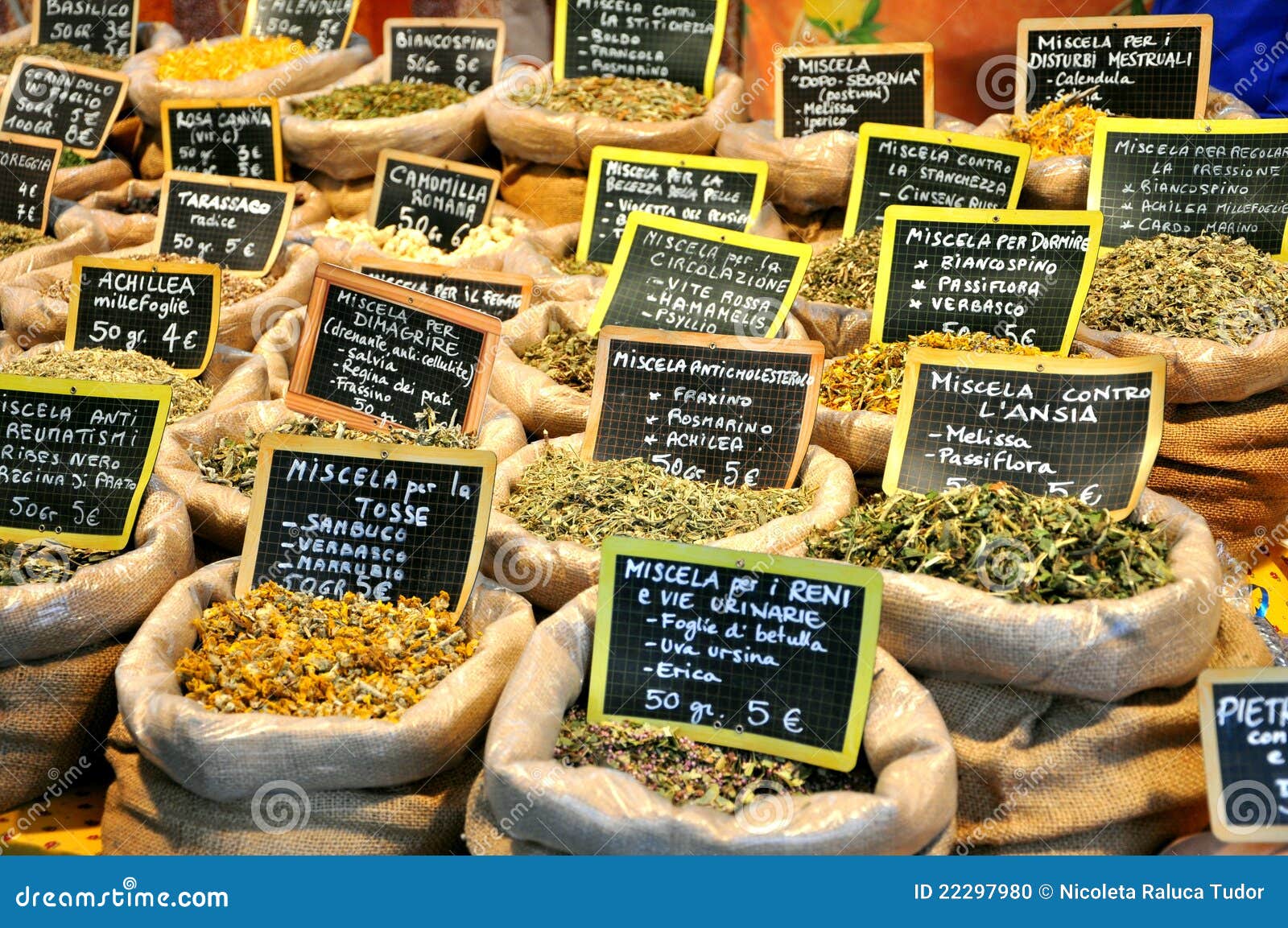 Spices in an Italian Market Stock Photo Image of aromatic, flea 22297980