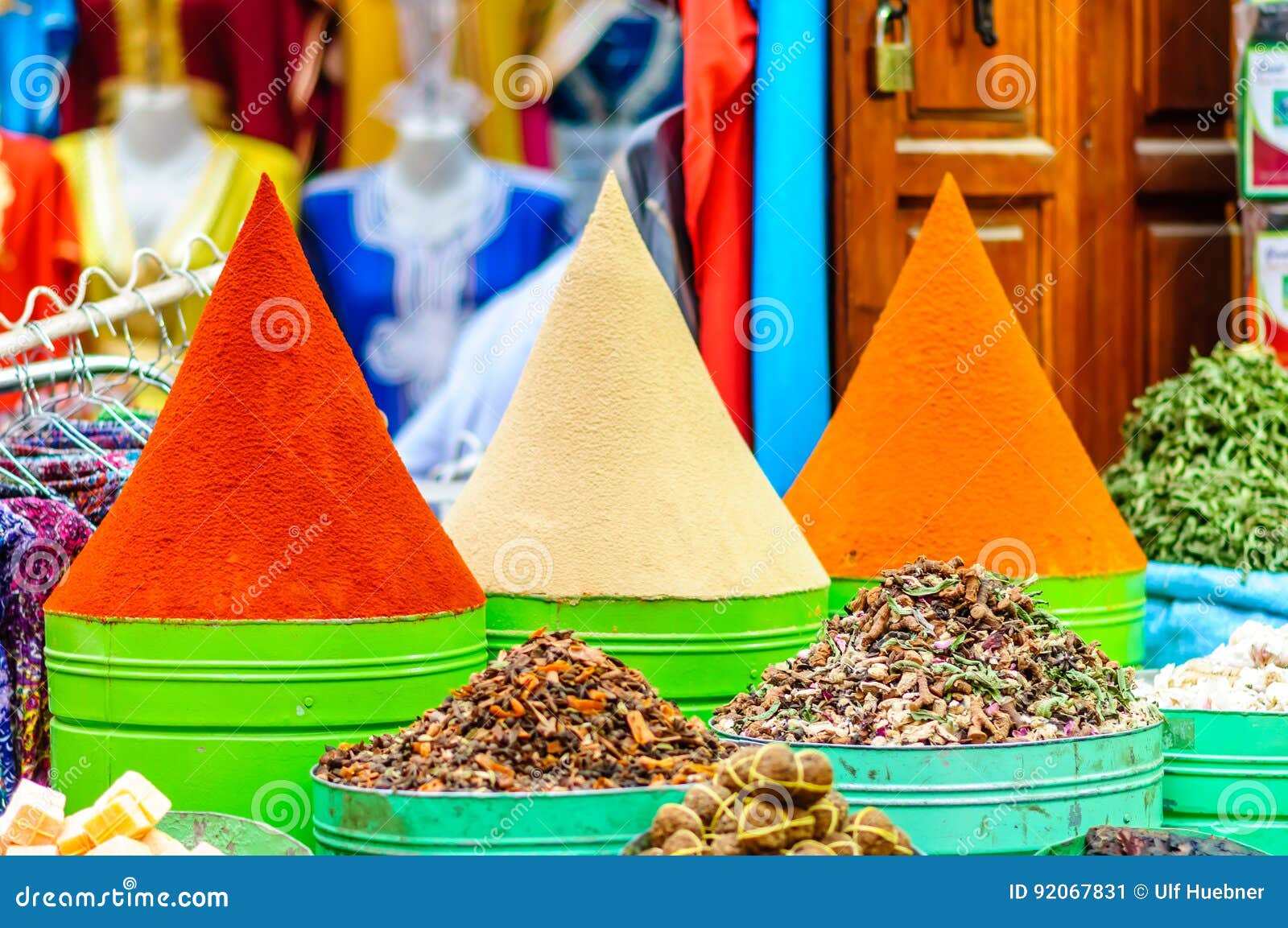 spices on market in marrakech - morocco