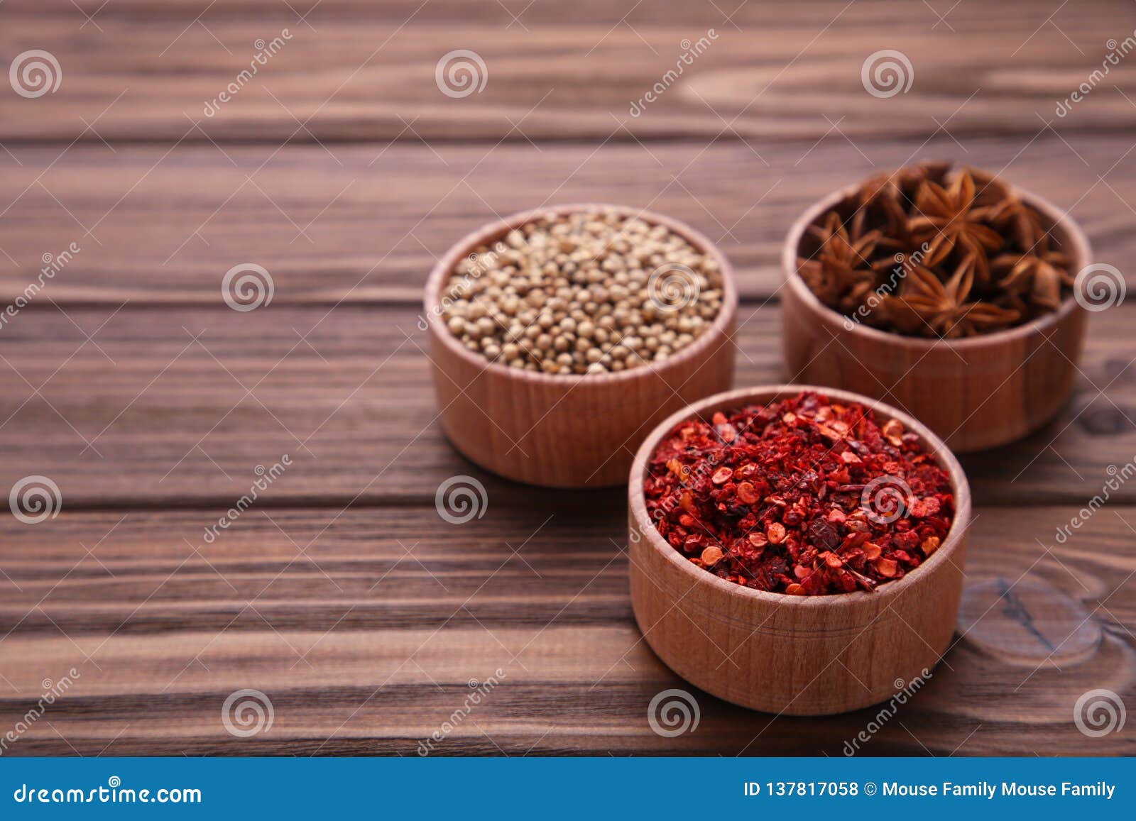 Spices Mix on a Brown Wooden Background. Top View Stock Photo - Image ...