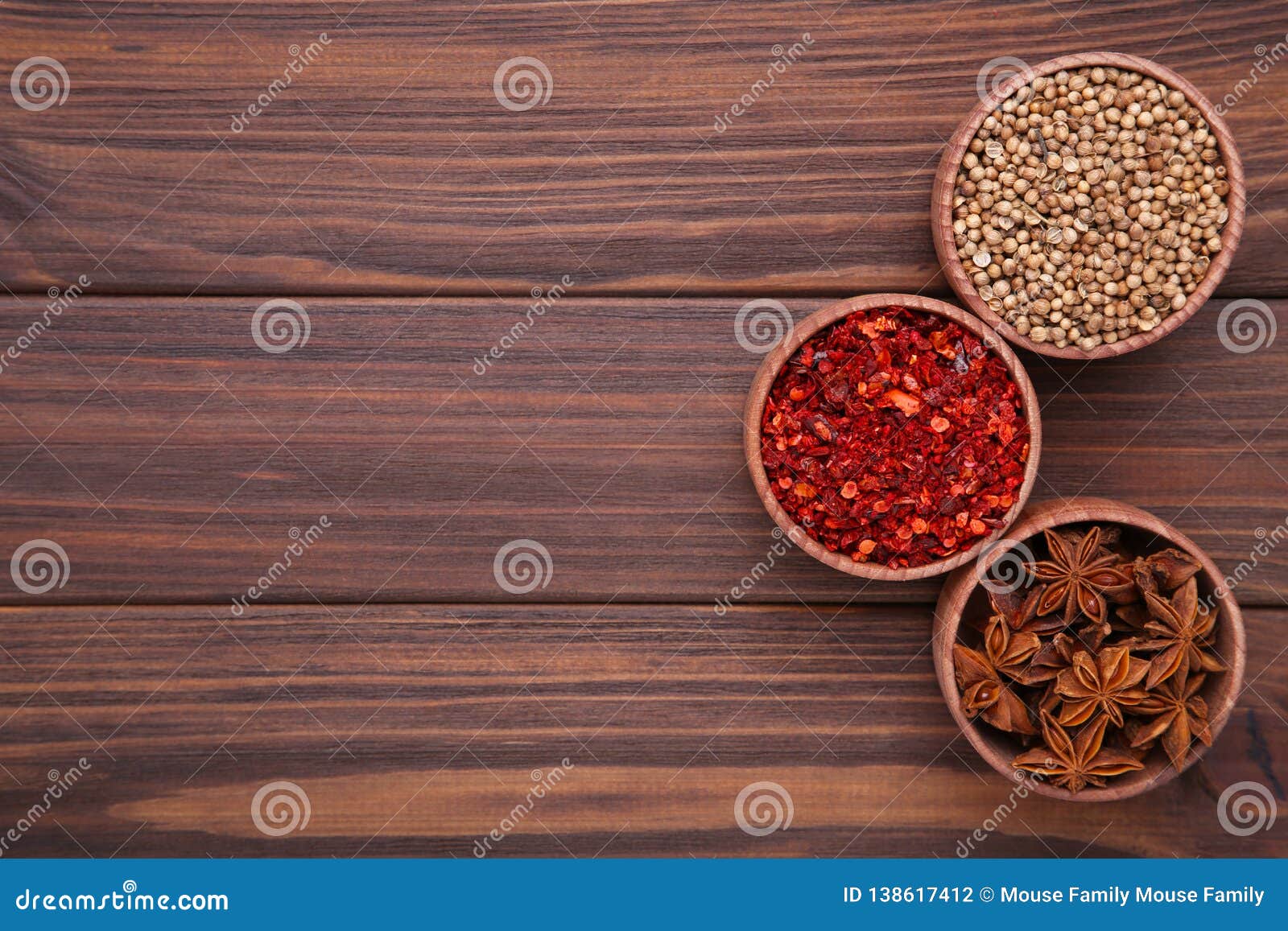 Spices Mix on a Brown Wooden Background. Top View Stock Photo - Image ...
