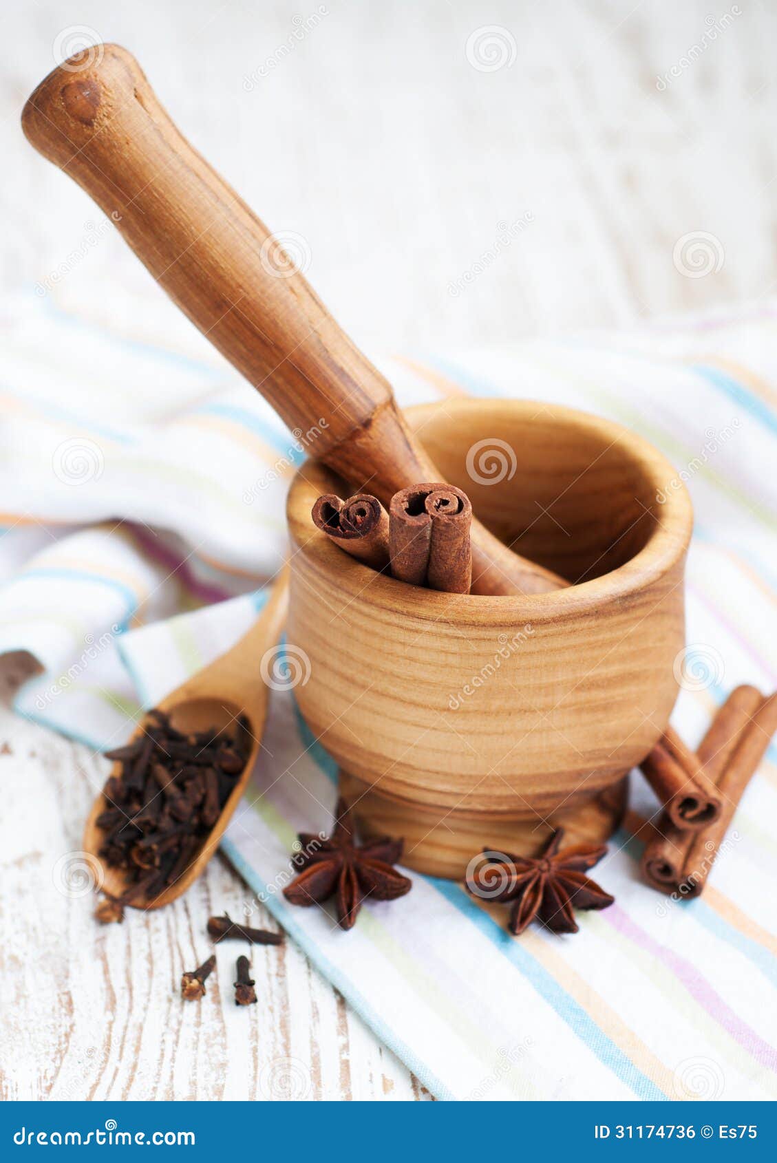 Spices with Mortar and Pestle Stock Photo Image of freshness